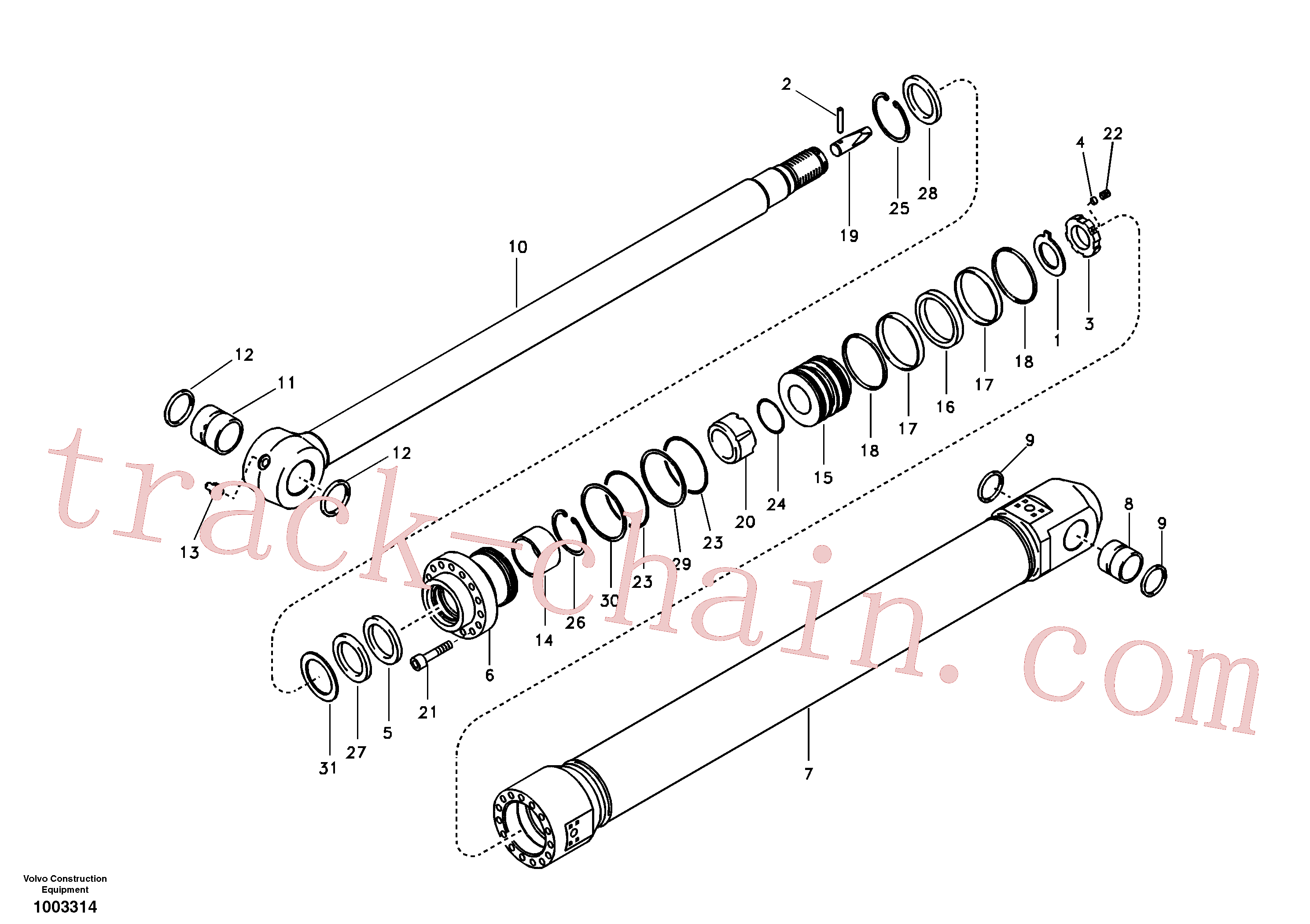 VOE14515036 for Volvo Dipper arm cylinder(1003314 assembly)