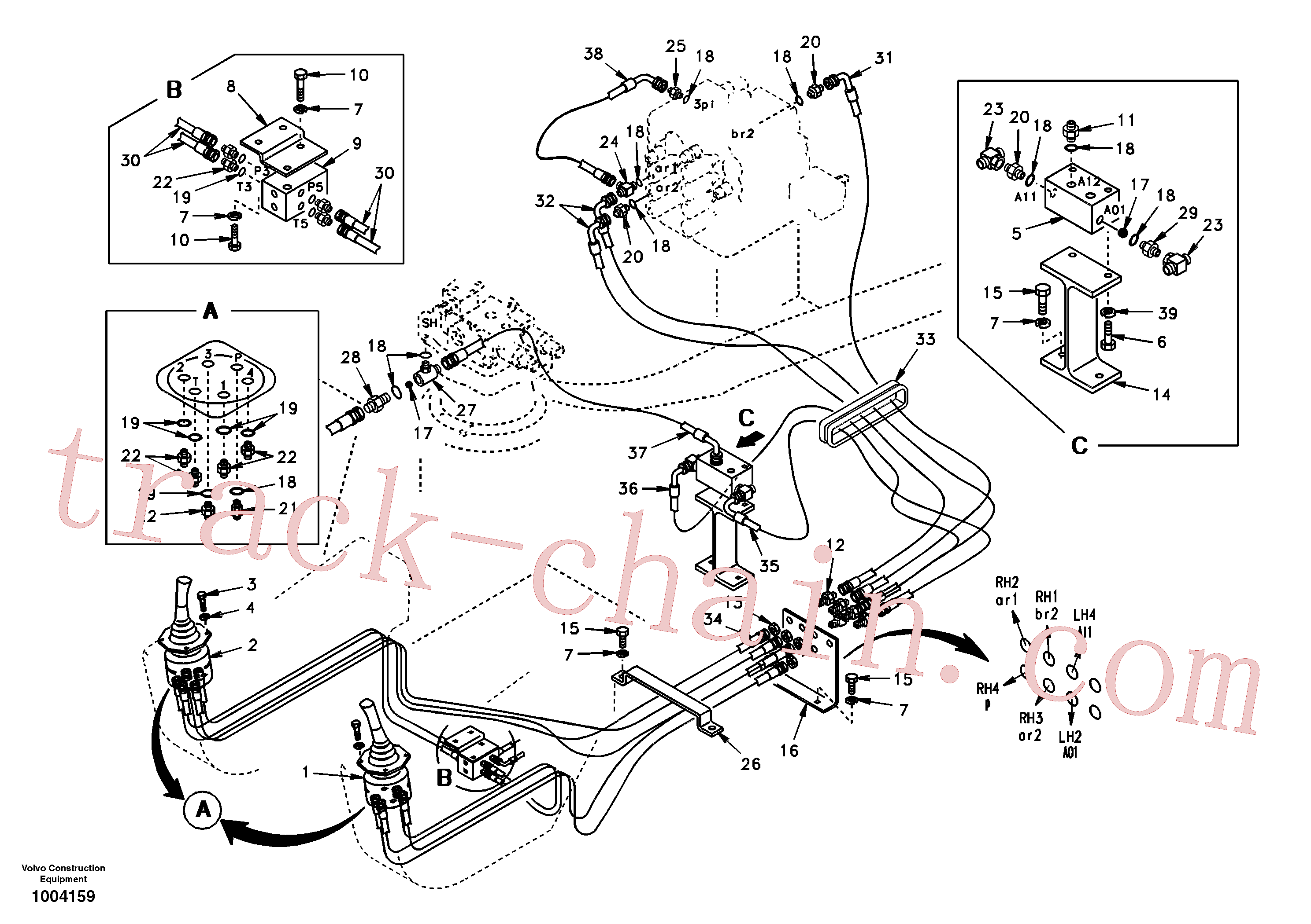 SA1148-01041 for Volvo Servo system, control valve to remote control valve(1004159 assembly)