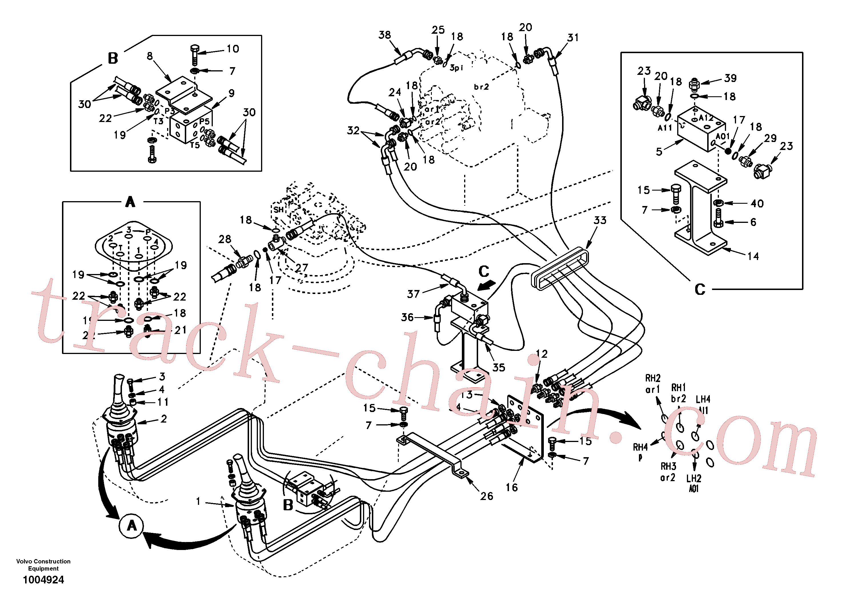 SA1148-01041 for Volvo Servo system, control valve to remote control valve(1004924 assembly)