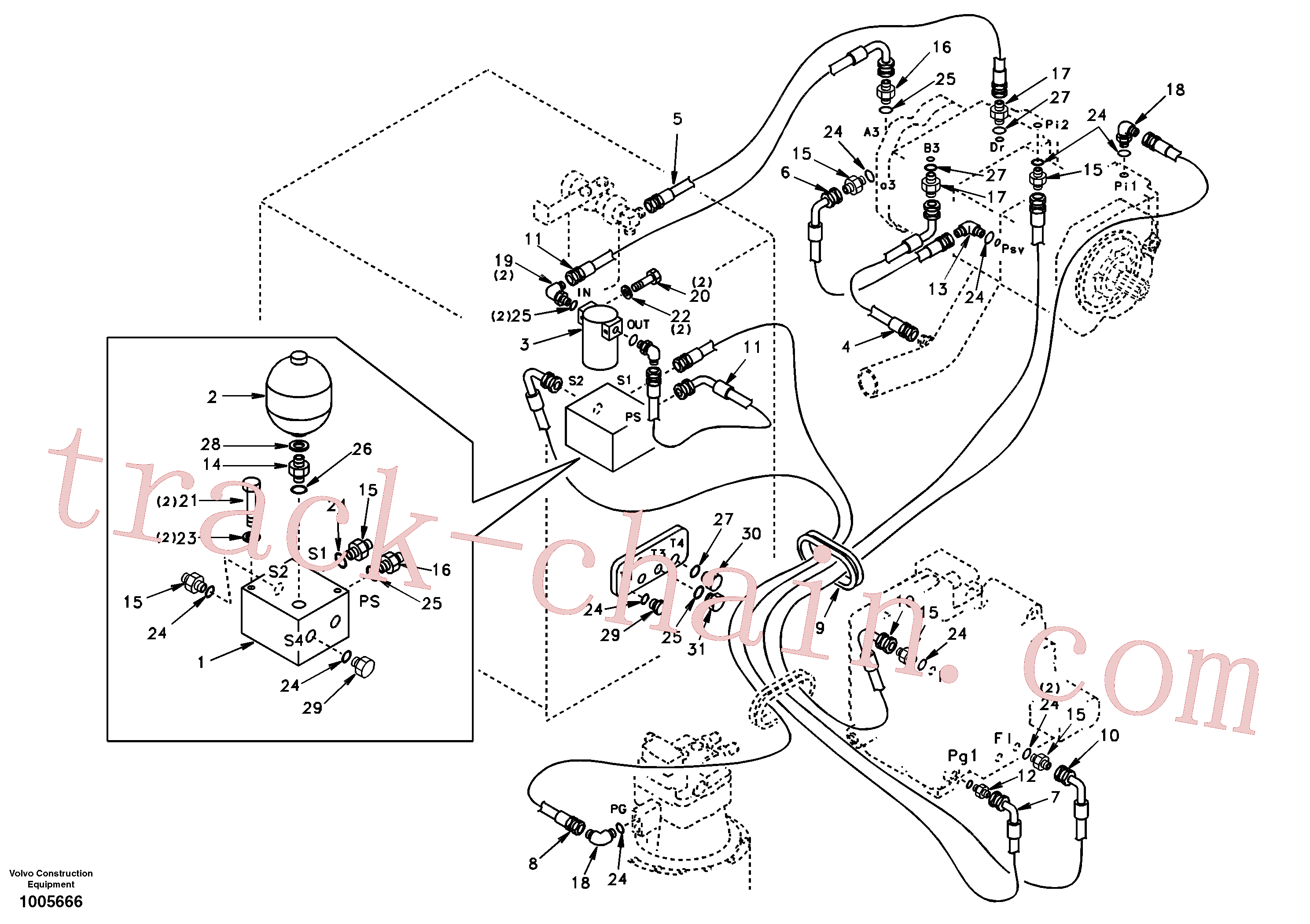 SA9453-02346 for Volvo Servo system, pump to control valve(1005666 assembly)