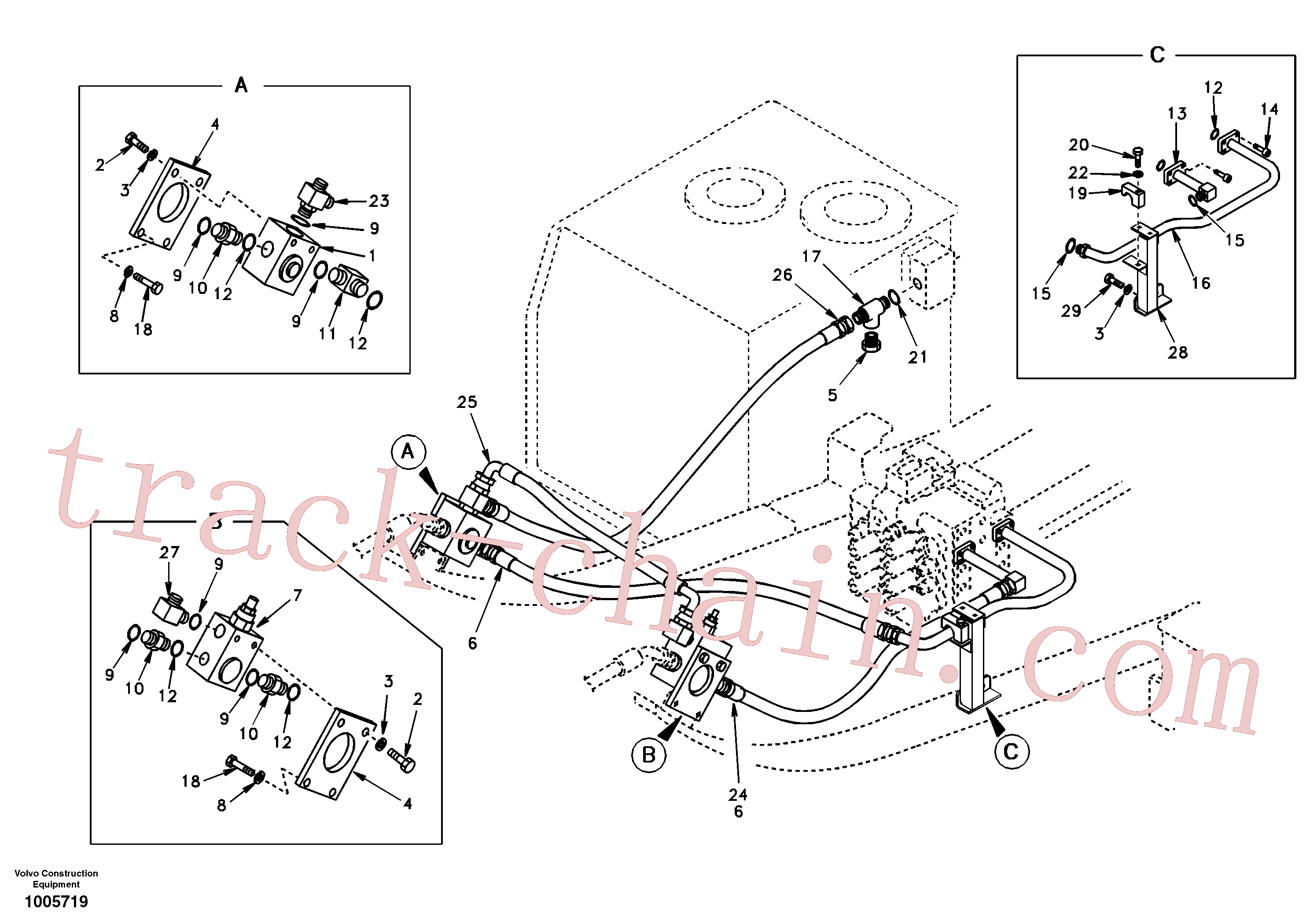 SA1074-09571 for Volvo Working hydraulic, hammer and shear for upper(1005719 assembly)