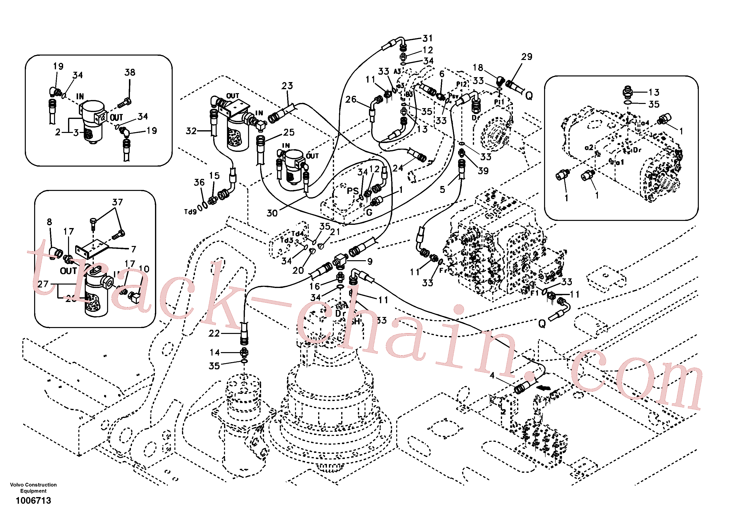 SA9412-11056 for Volvo Servo system, pump piping and filter mount.(1006713 assembly)