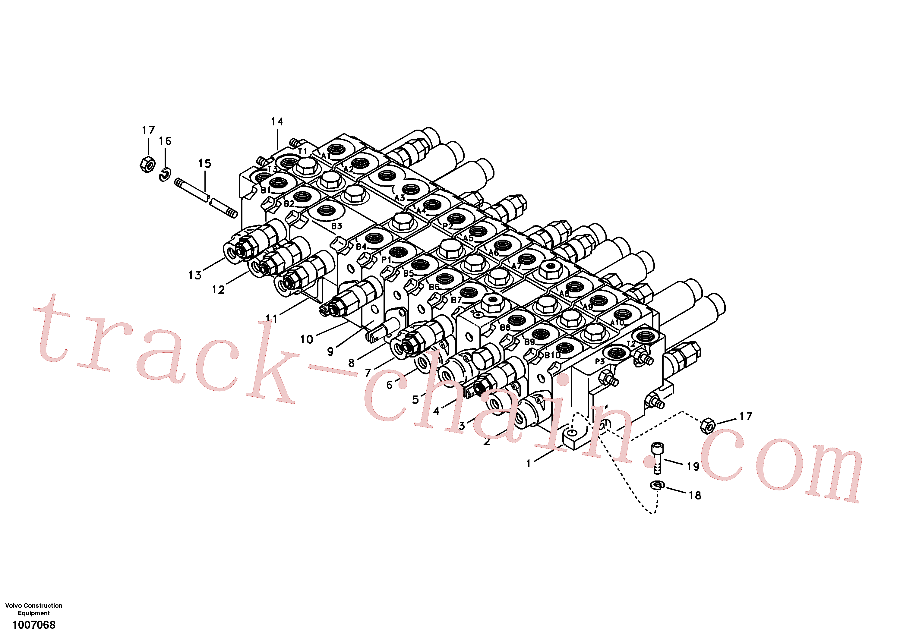 SA7250M21824 for Volvo Control valve with fitting parts.(1007068 assembly)