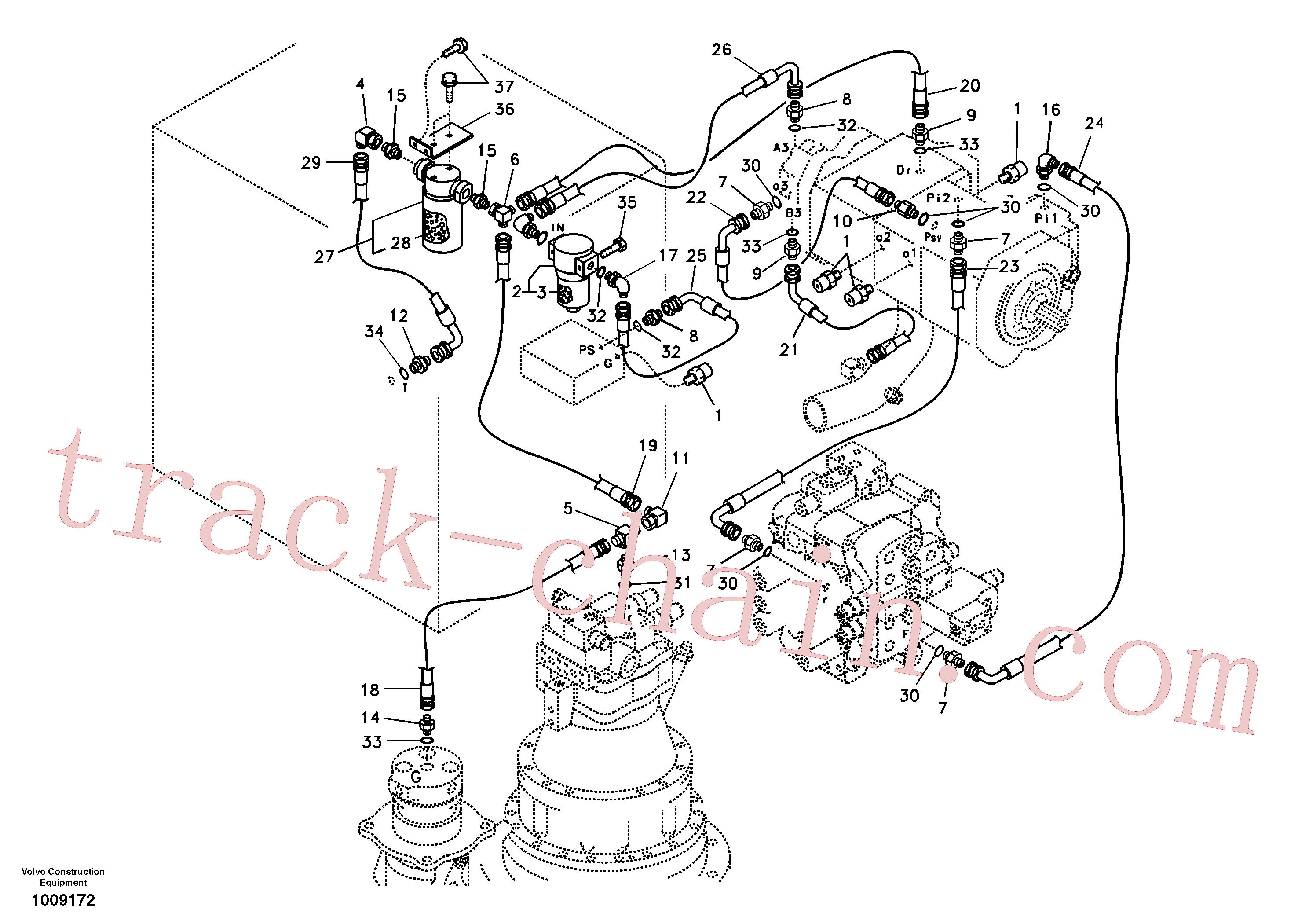 VOE14523265 for Volvo Servo system, pump piping and filter mount.(1009172 assembly)