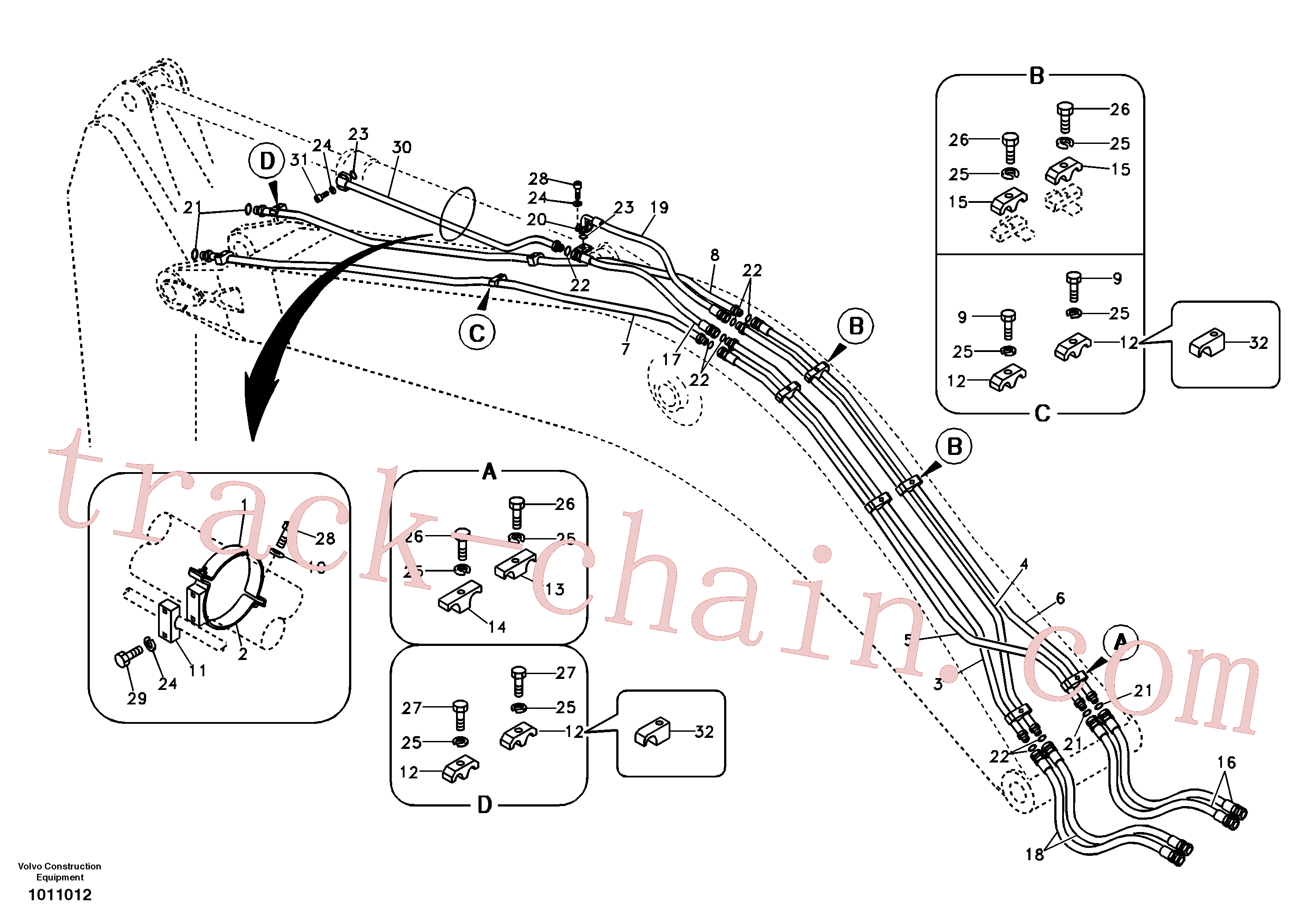 VOE14510860 for Volvo Working hydraulic, dipper arm cylinder on boom.(1011012 assembly)