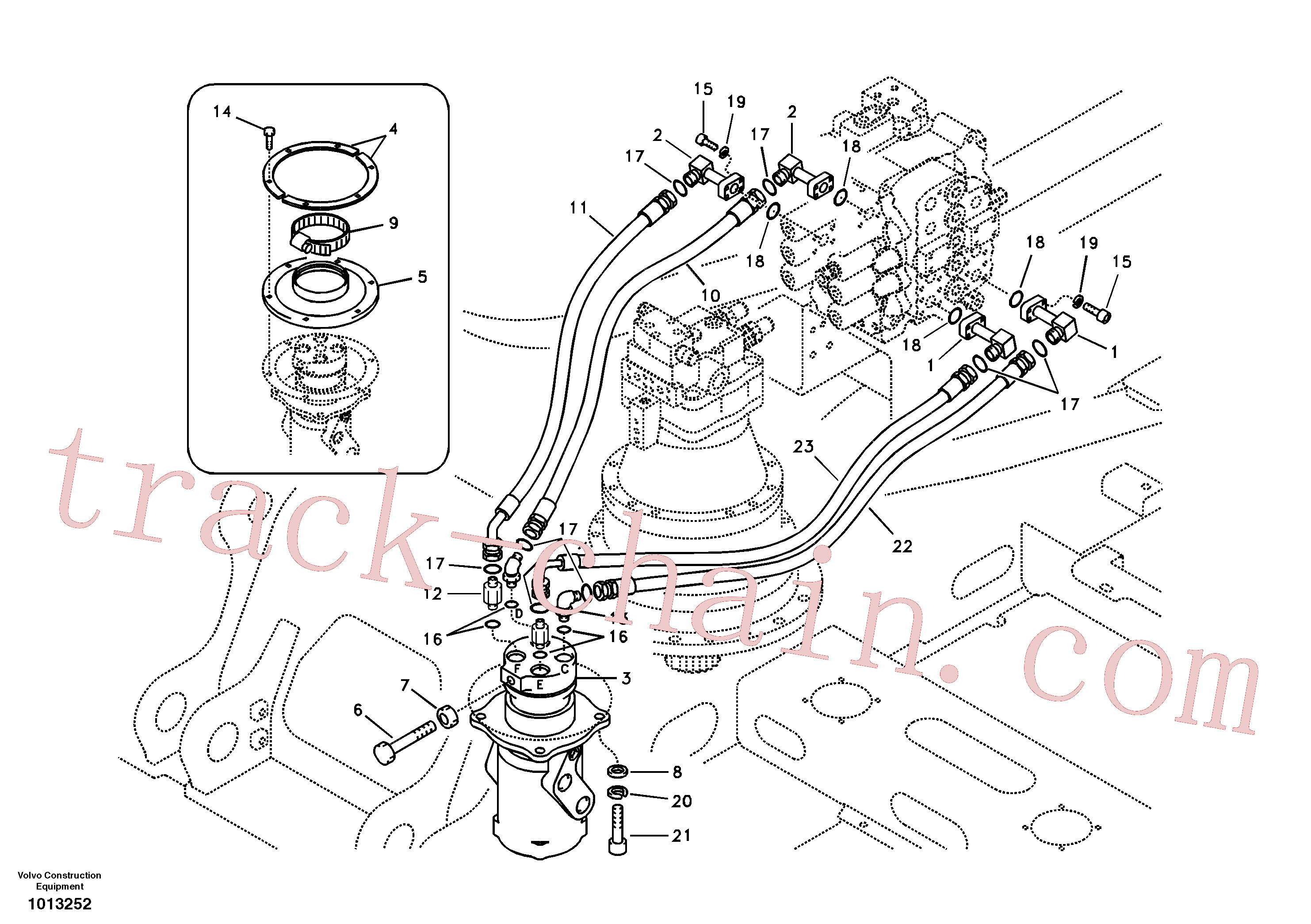 VOE936221 for Volvo Turning joint line, control valve to turning joint(1013252 assembly)