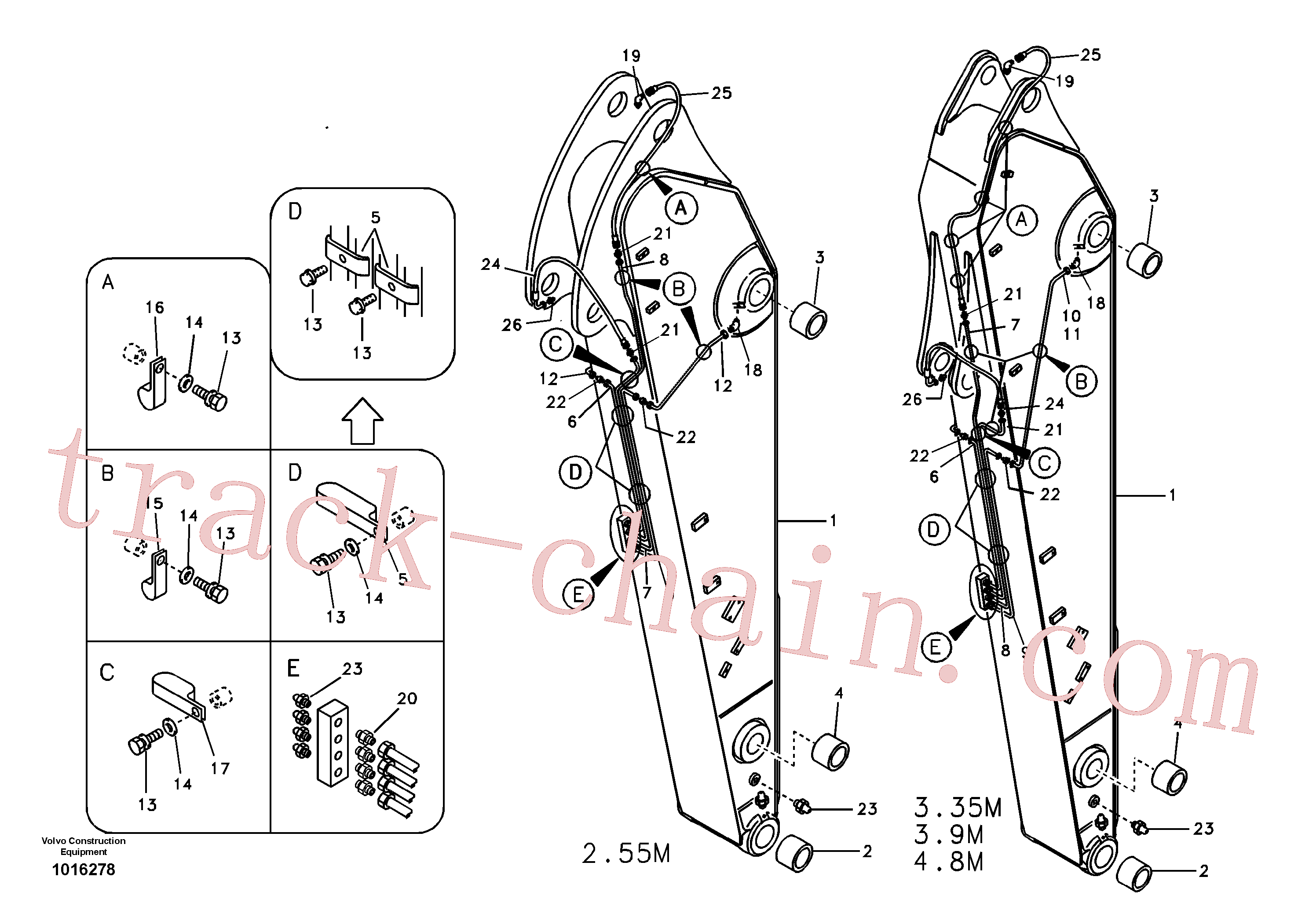 VOE14563525 for Volvo Dipper arm and grease piping with piping seat(1016278 assembly)