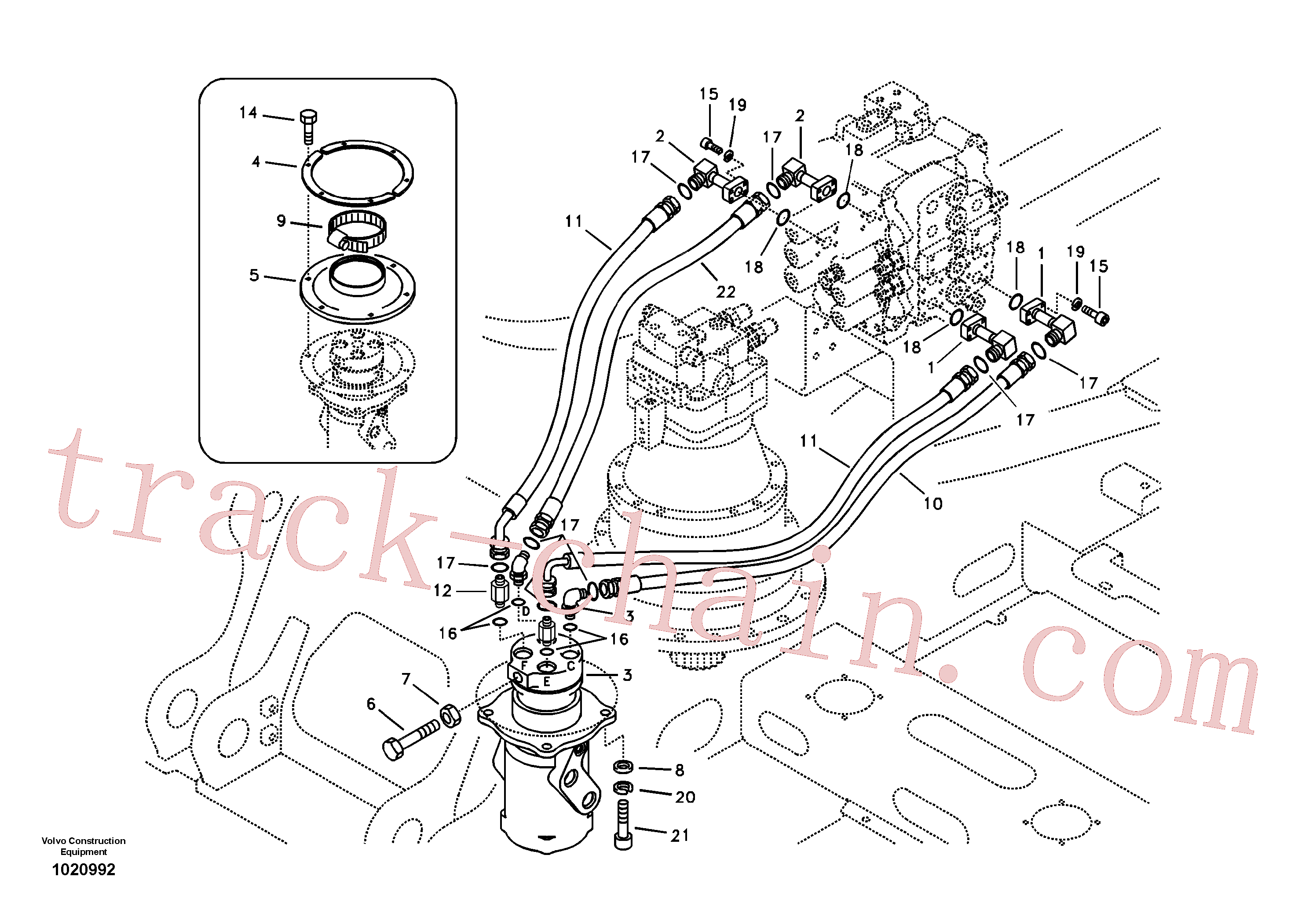 VOE936368 for Volvo Turning joint line, control valve to turning joint(1020992 assembly)