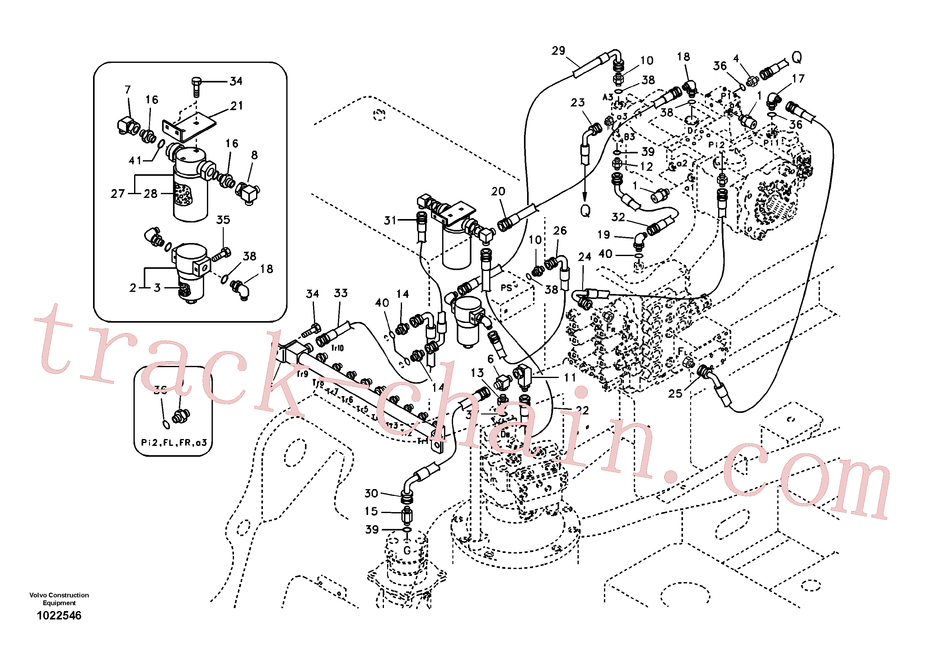 VOE14523265 for Volvo Servo system, pump piping and filter mount.(1022546 assembly)