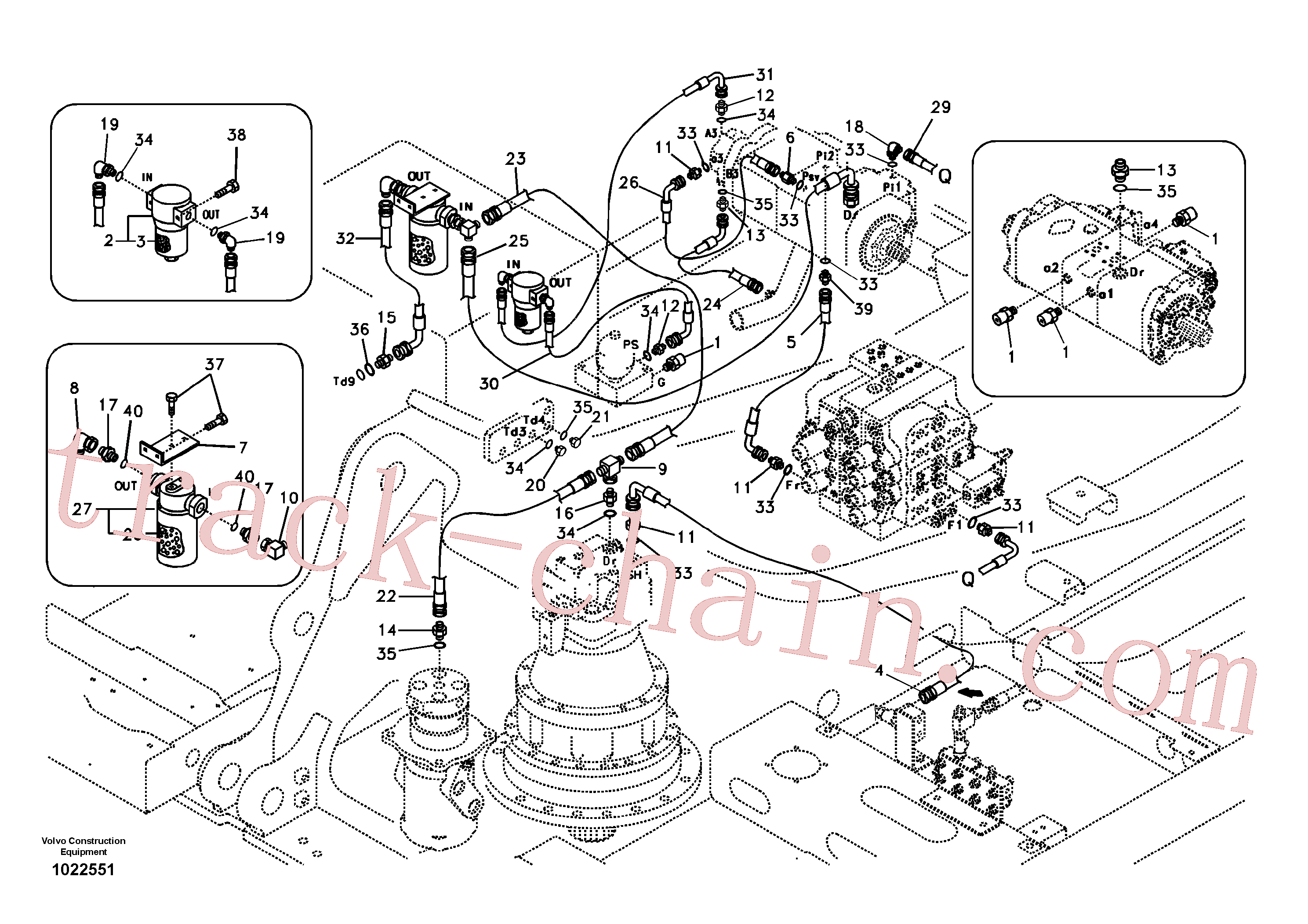 SA9412-11056 for Volvo Servo system, pump piping and filter mount.(1022551 assembly)