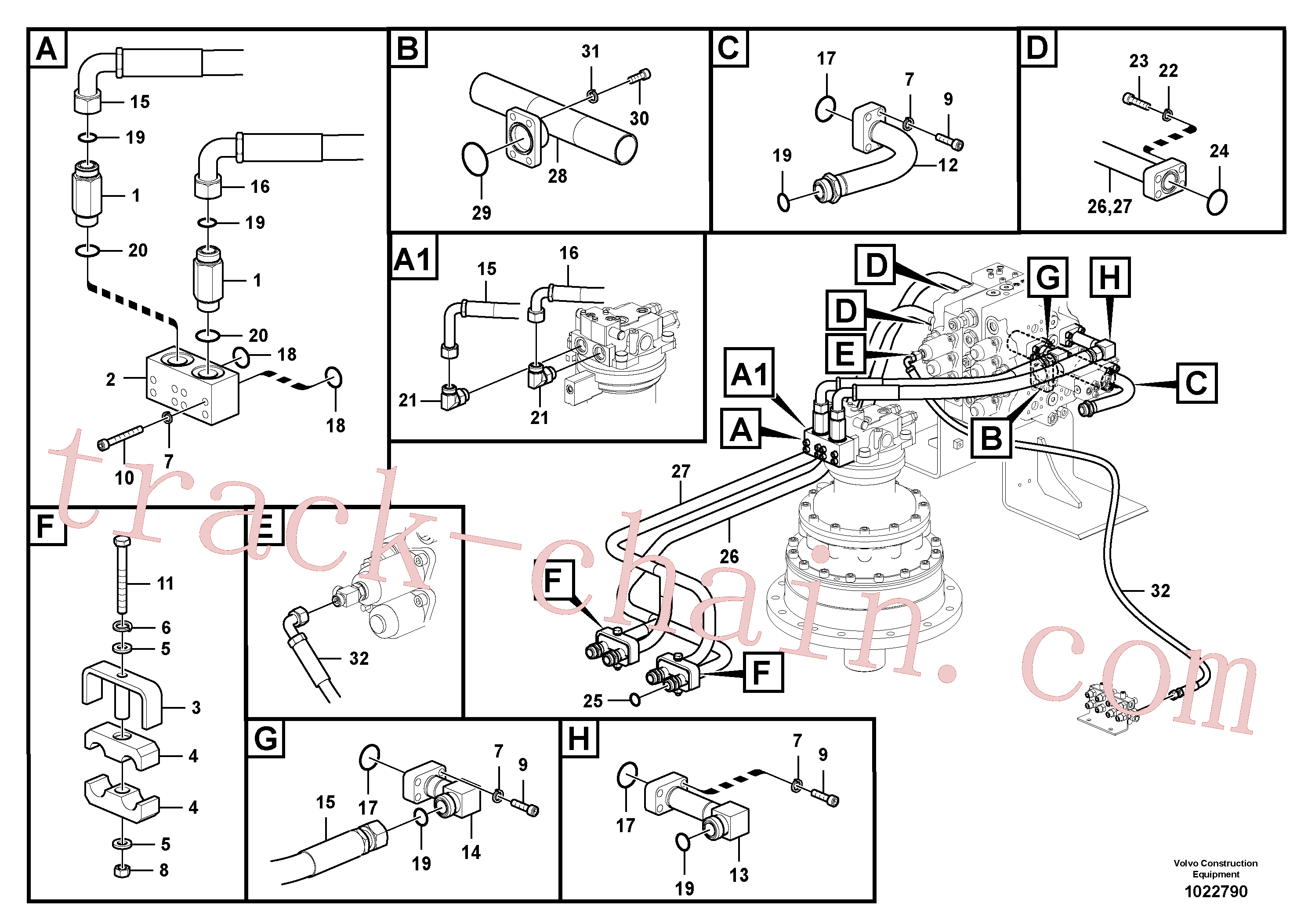 VOE14677067 for Volvo Hydraulic system, control valve to boom and swing(1022790 assembly)