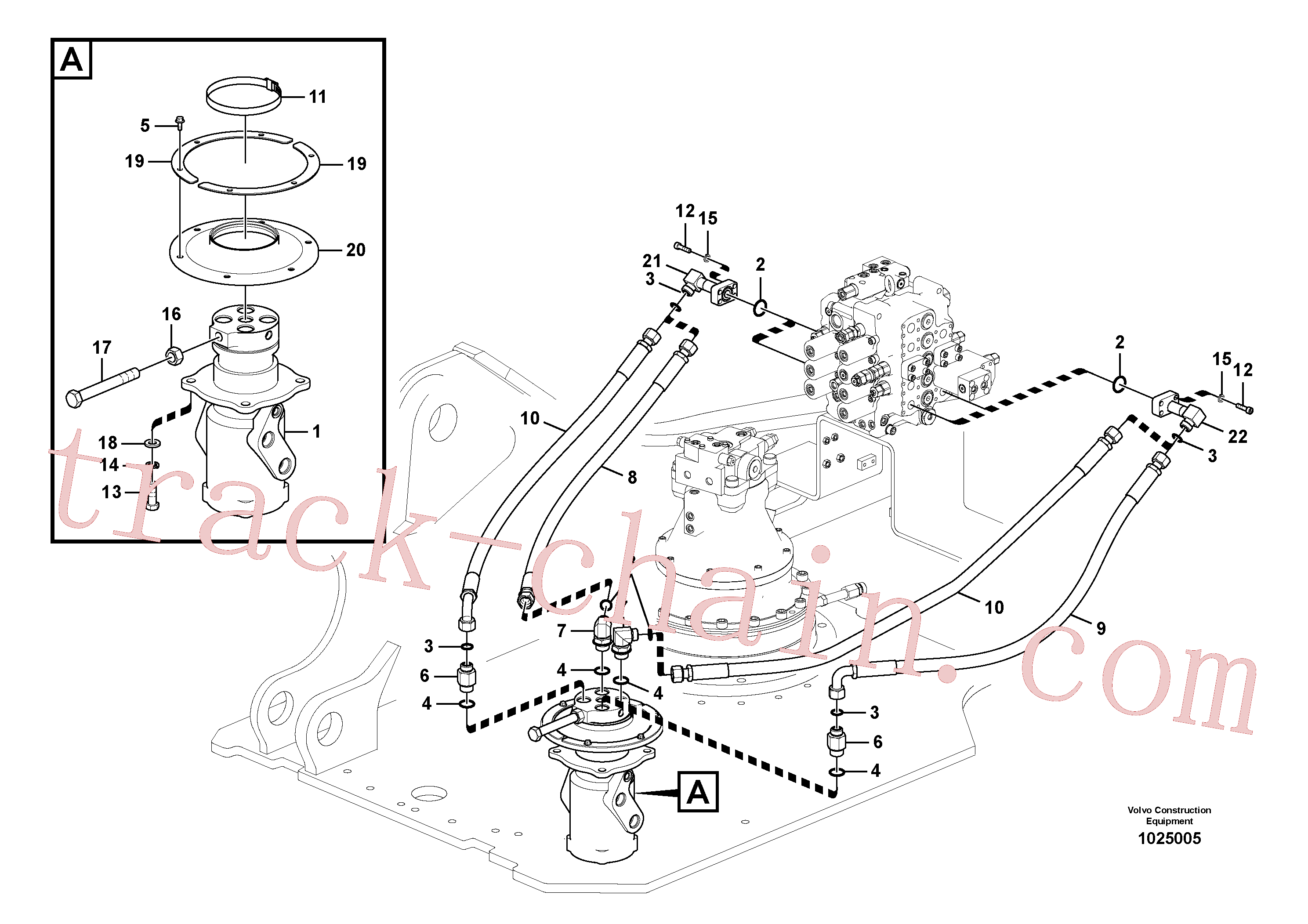 VOE936368 for Volvo Turning joint line, control valve to turning joint(1025005 assembly)