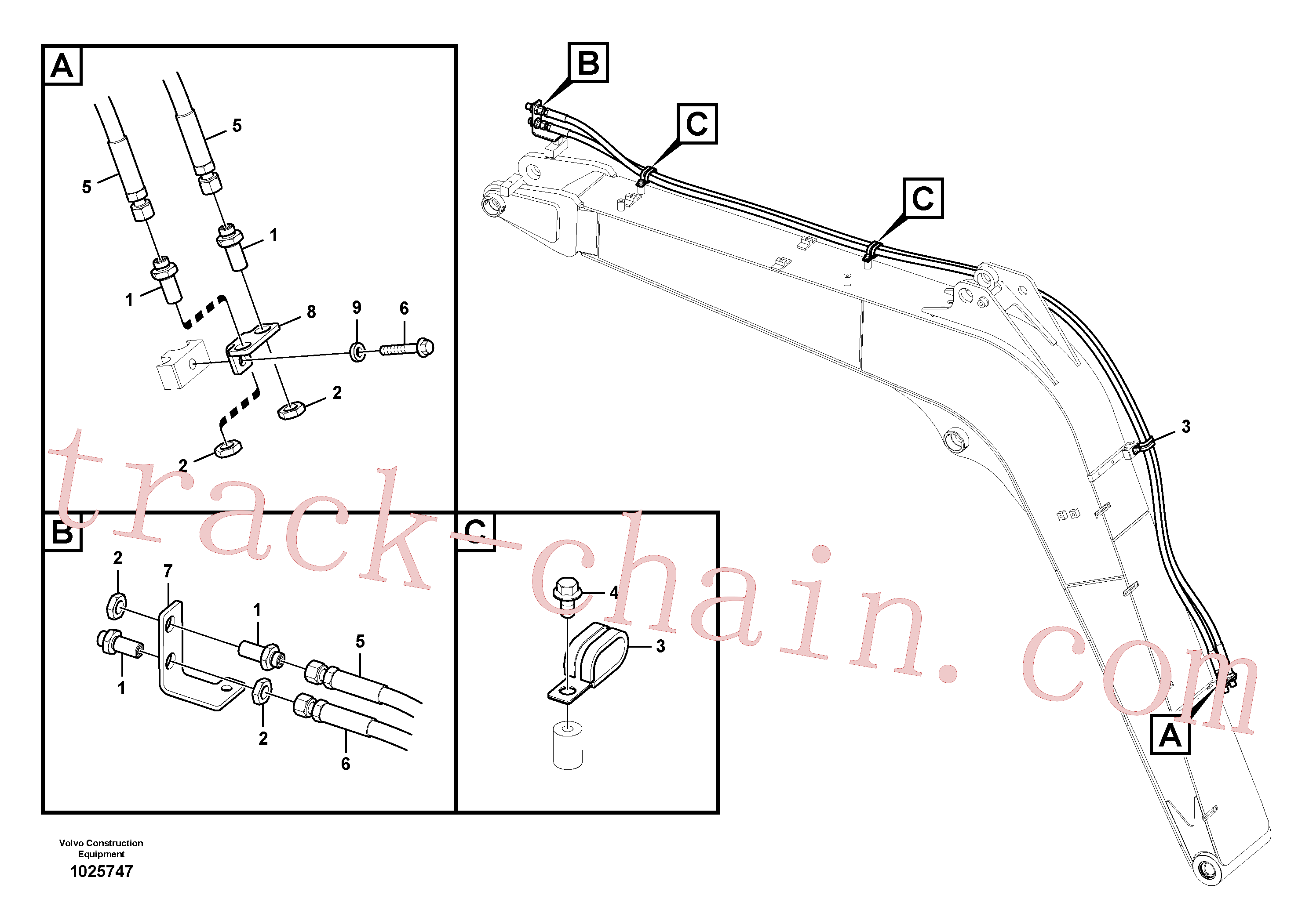 VOE14501898 for Volvo Quikfit hydraulic on attachment. Double - acting, Working hydraulic, slope and rotator on boom(1025747 assembly)