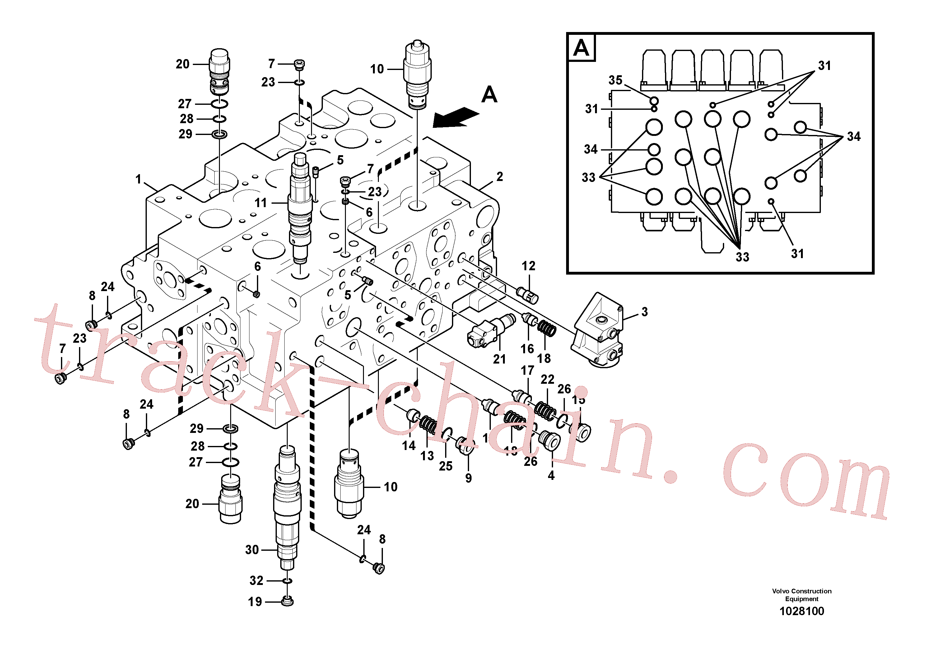 VOE14502373 for Volvo Main control valve, relief valve and boom holding(1028100 assembly)