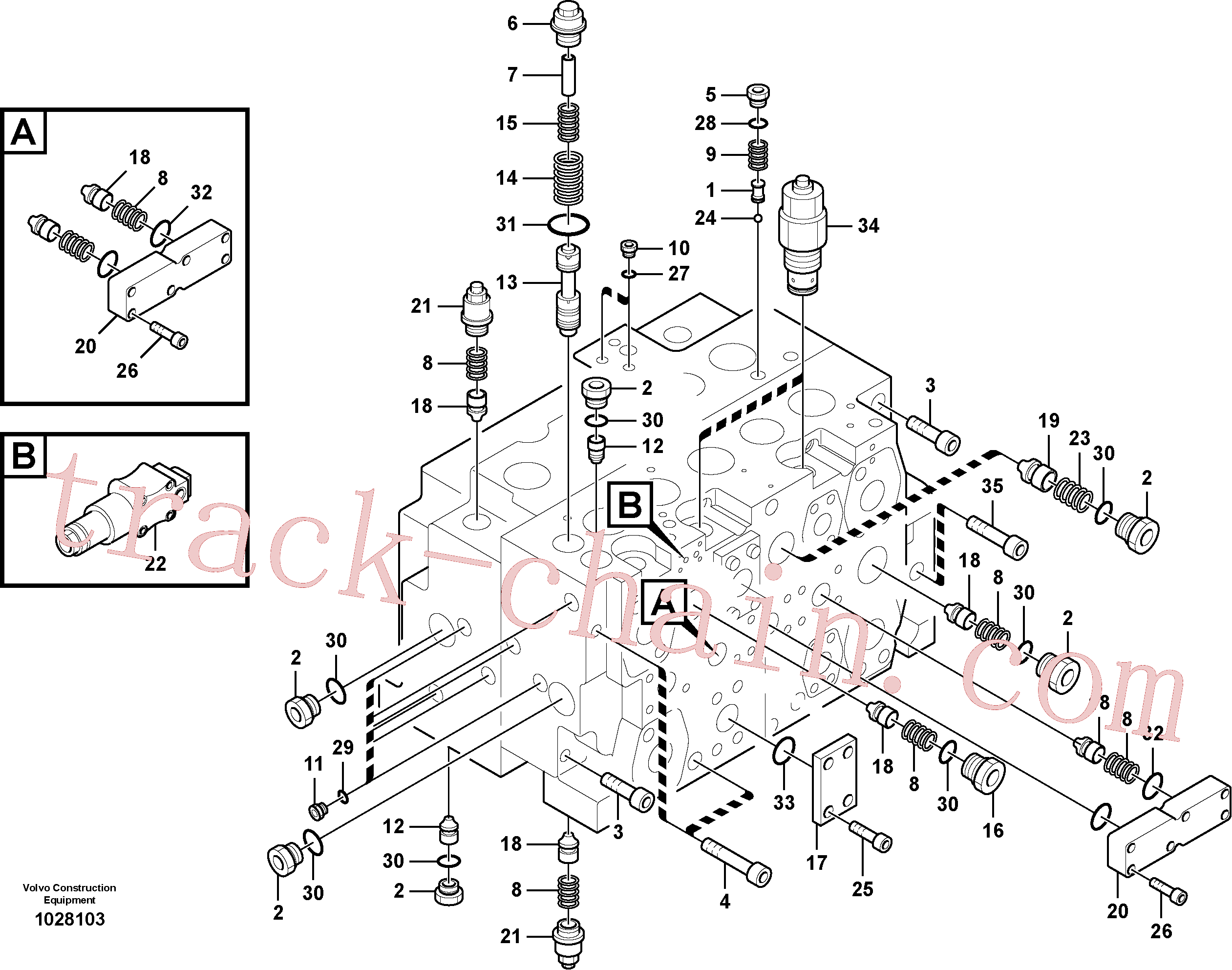 SA8230-37250 for Volvo Main control valve, Main control valve, relief valve and dipper arm holding(1028103 assembly)