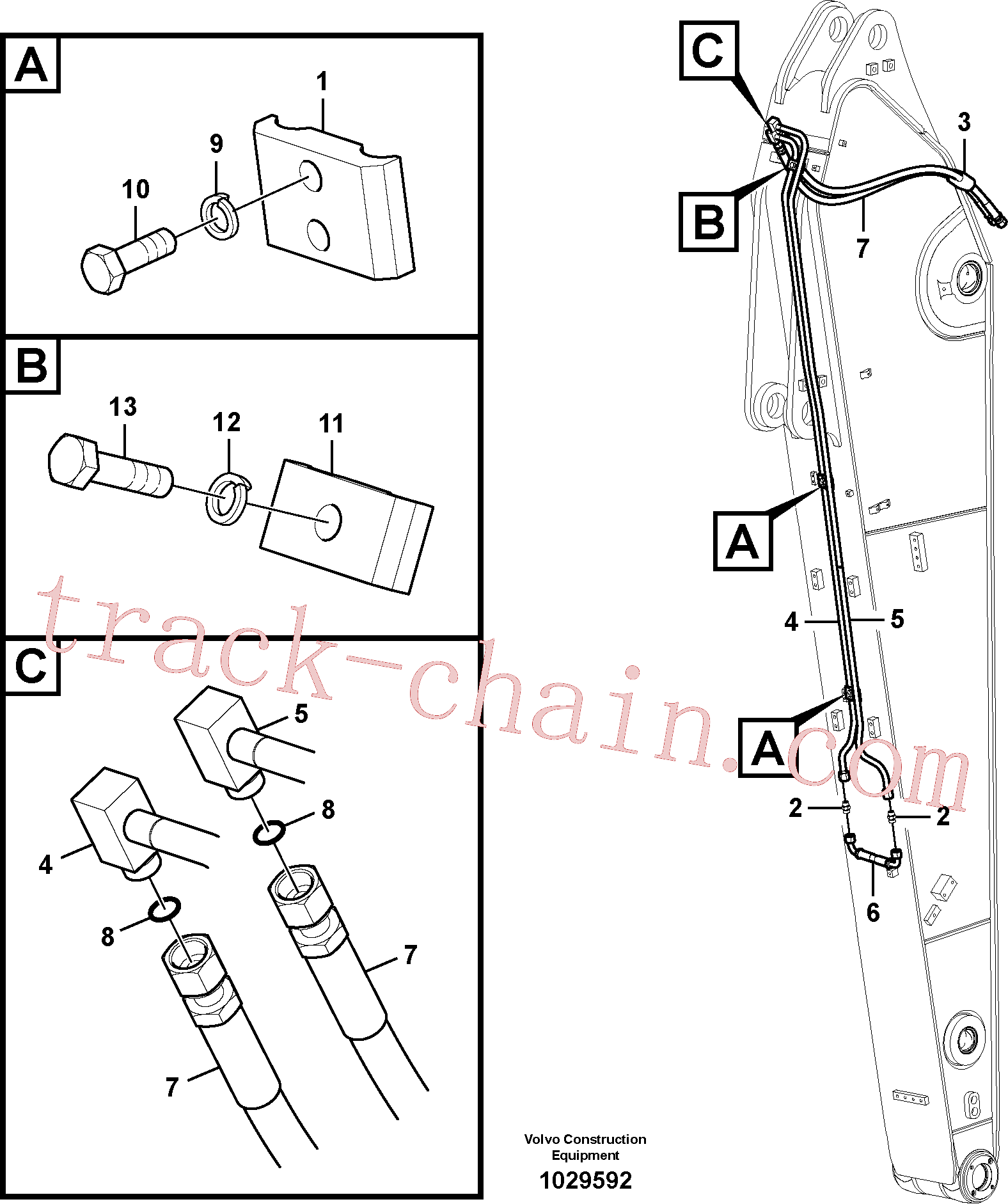 VOE14534057 for Volvo Working hydraulic, slope and rotator on dipper arm(1029592 assembly)