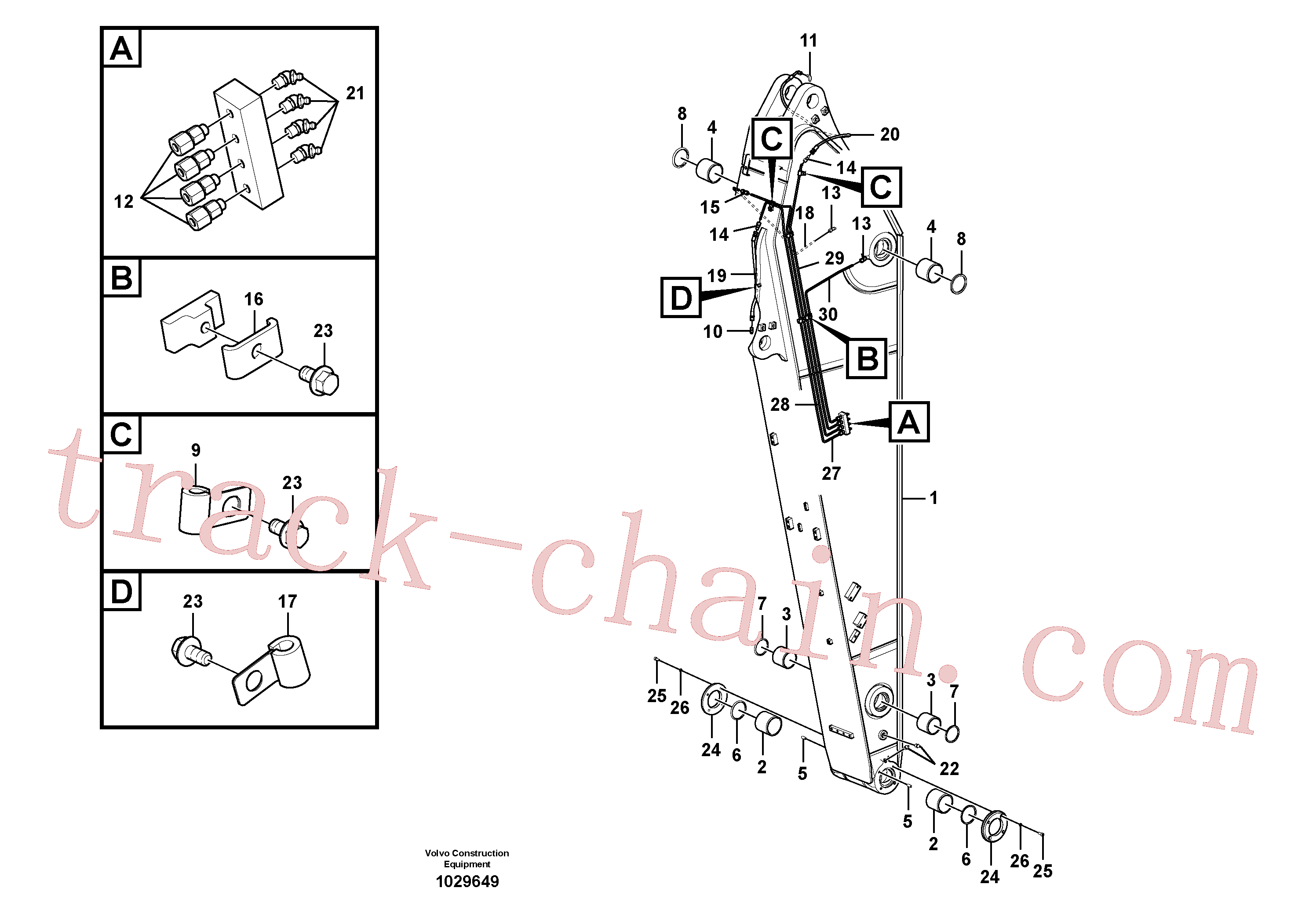 VOE14588349 for Volvo Dipper arm and grease piping with piping seat(1029649 assembly)