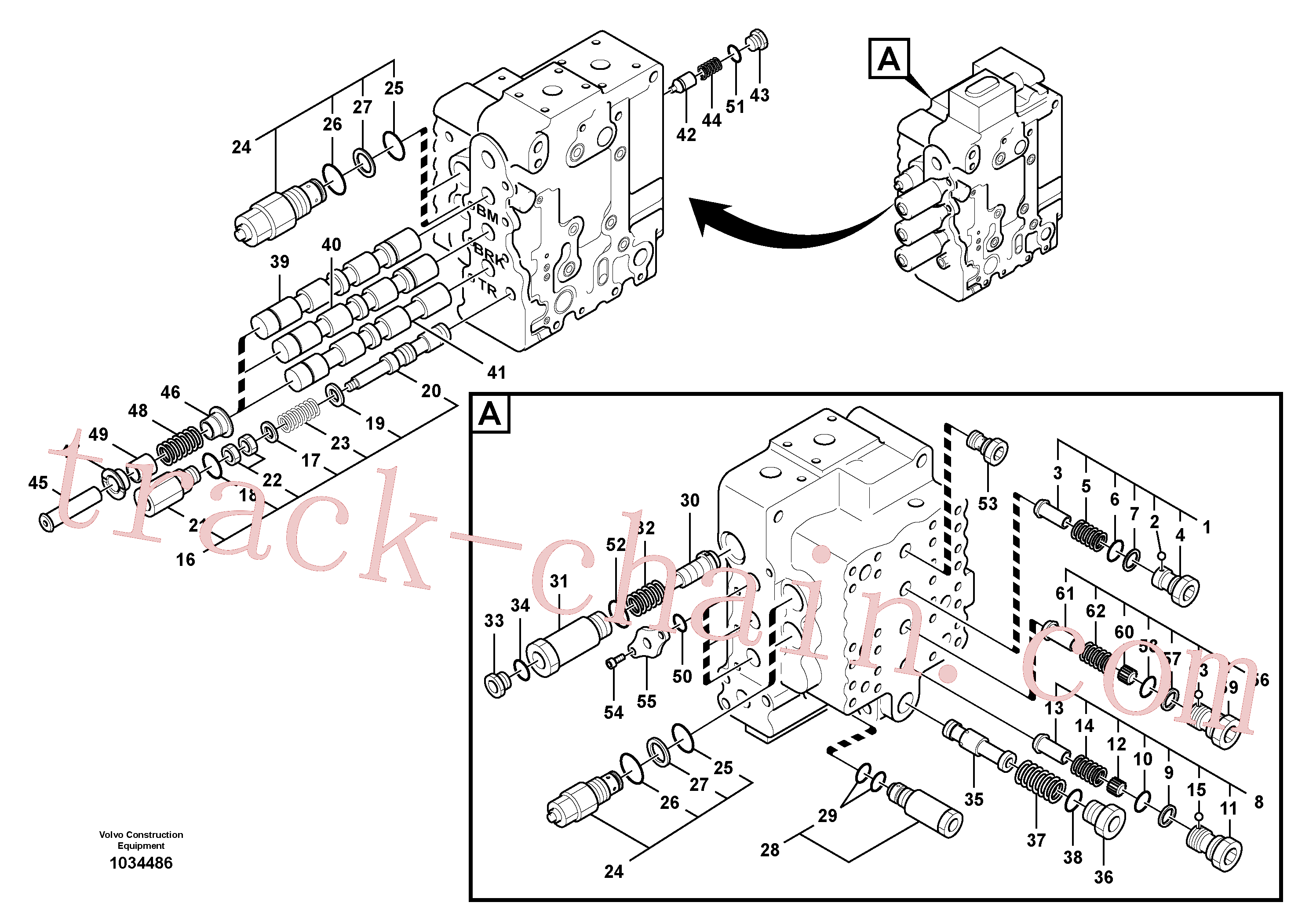 VOE14553024 for Volvo Main control valve, boom and bucket and travel Rh(1034486 assembly)