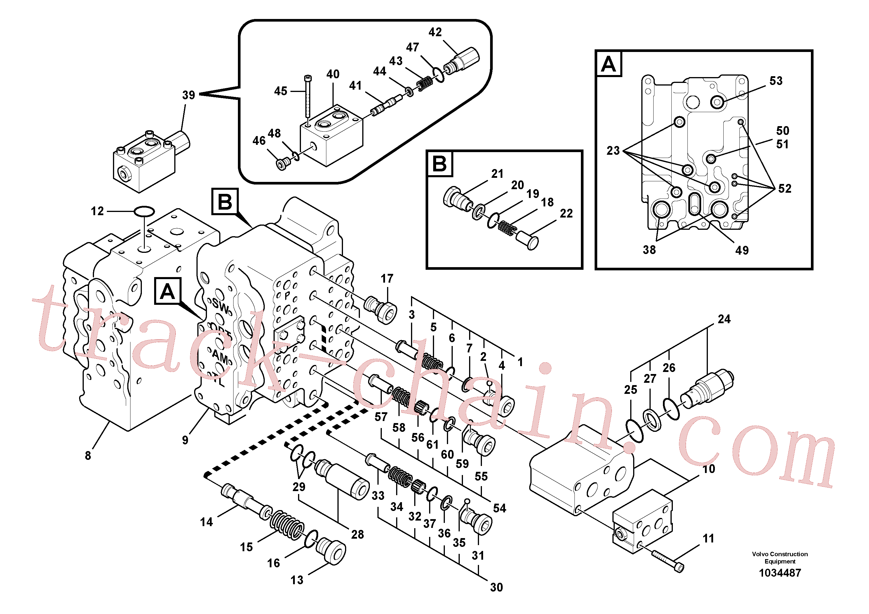 VOE14553024 for Volvo Main control valve, relief valve and dipper arm holding, Main control valve, swing and option and dipper arm and travel Lh(1034487 assembly)