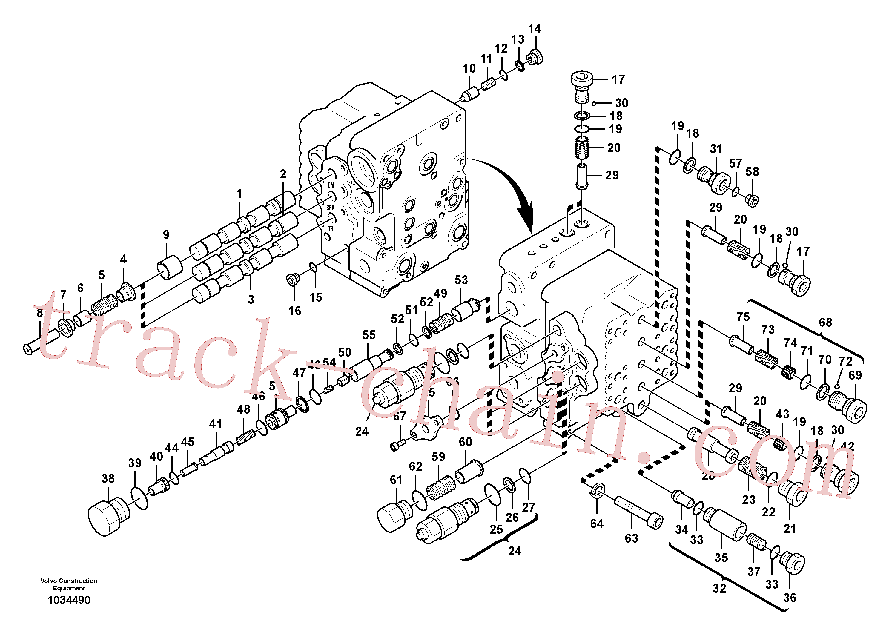 SA8230-02110 for Volvo Main control valve, boom and bucket and travel Rh(1034490 assembly)