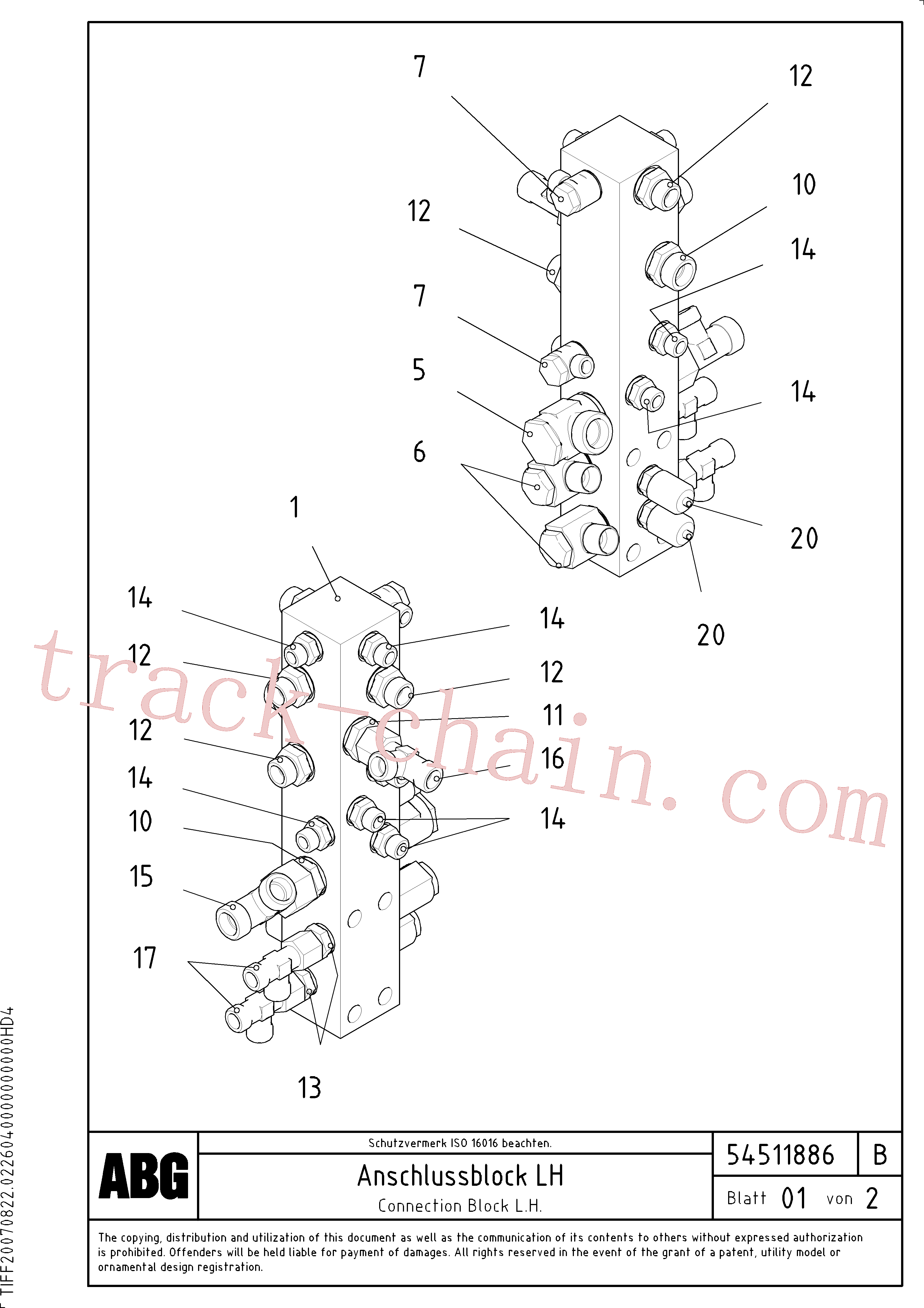 RM54487806 for Volvo Connection block on basic screed(1046662 assembly)