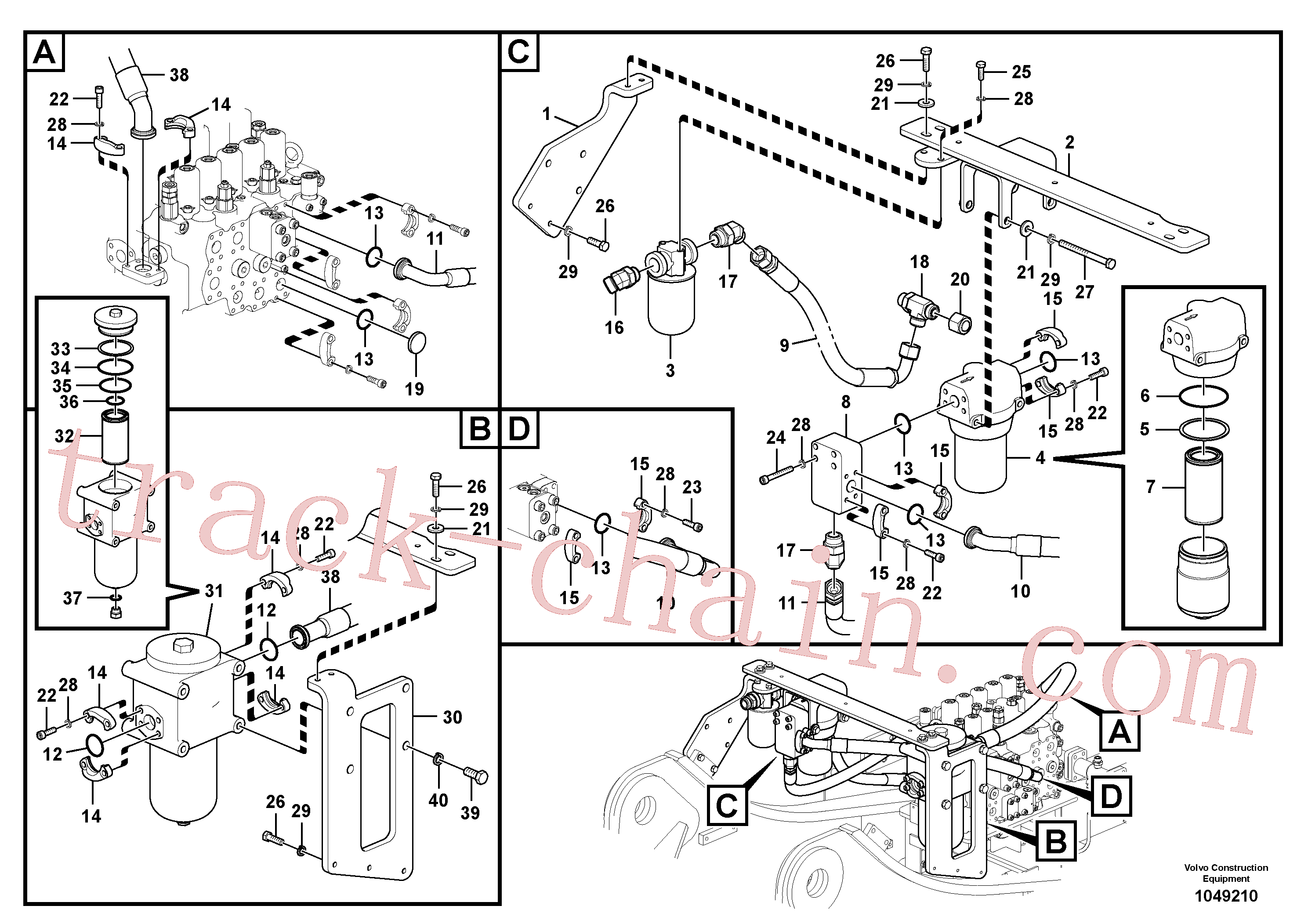 VOE14563737 for Volvo Working hydraulic, hammer and shear for return filter(1049210 assembly)