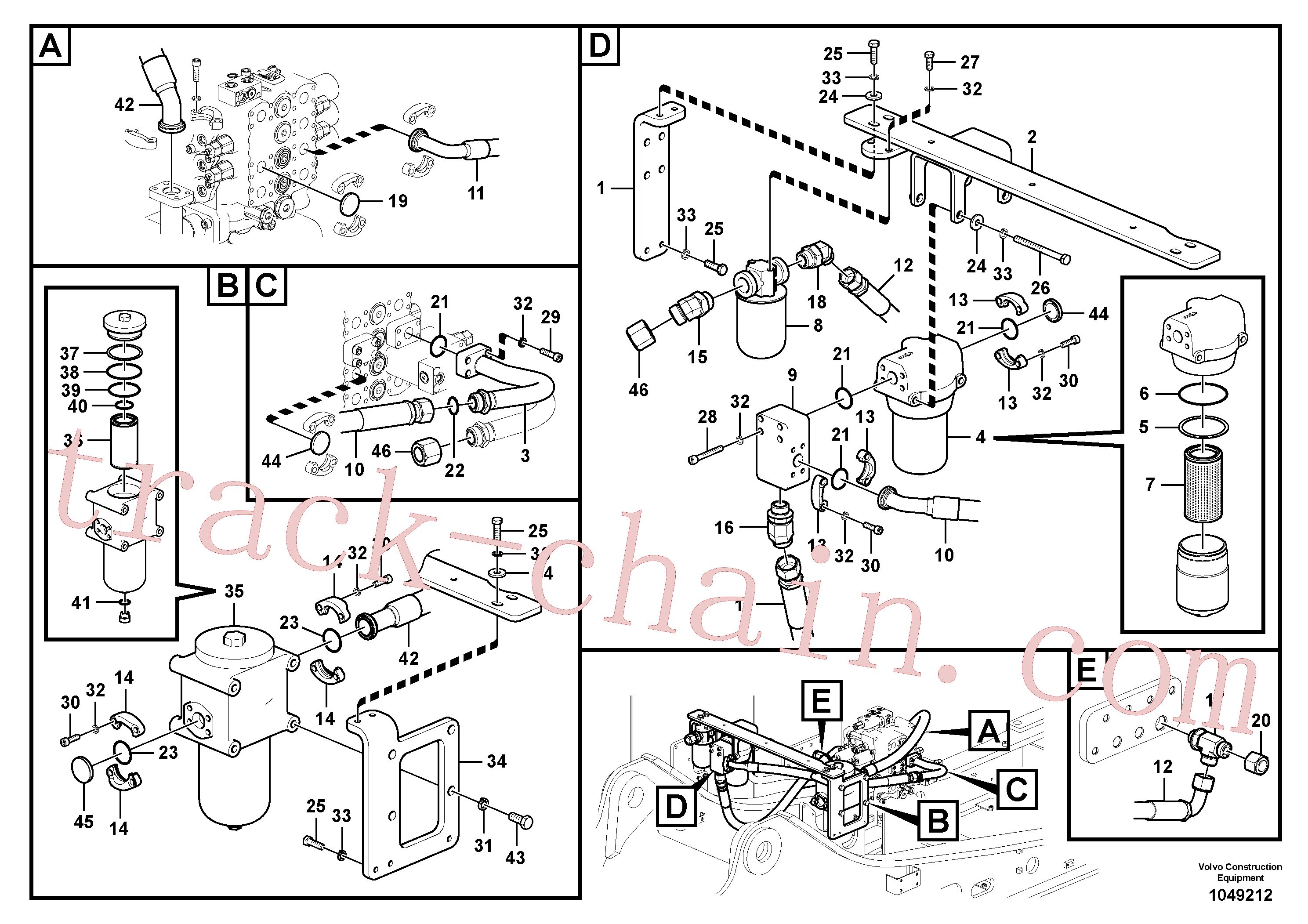 VOE938192 for Volvo Working hydraulic, hammer and shear for return filter(1049212 assembly)