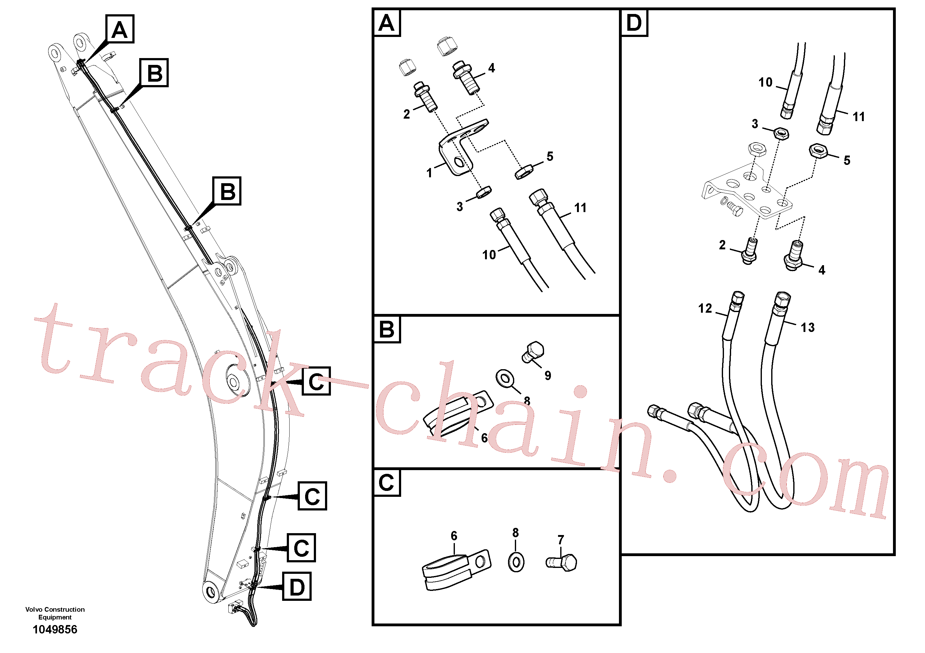 VOE936184 for Volvo Working hydraulic, quick fit on boom(1049856 assembly)