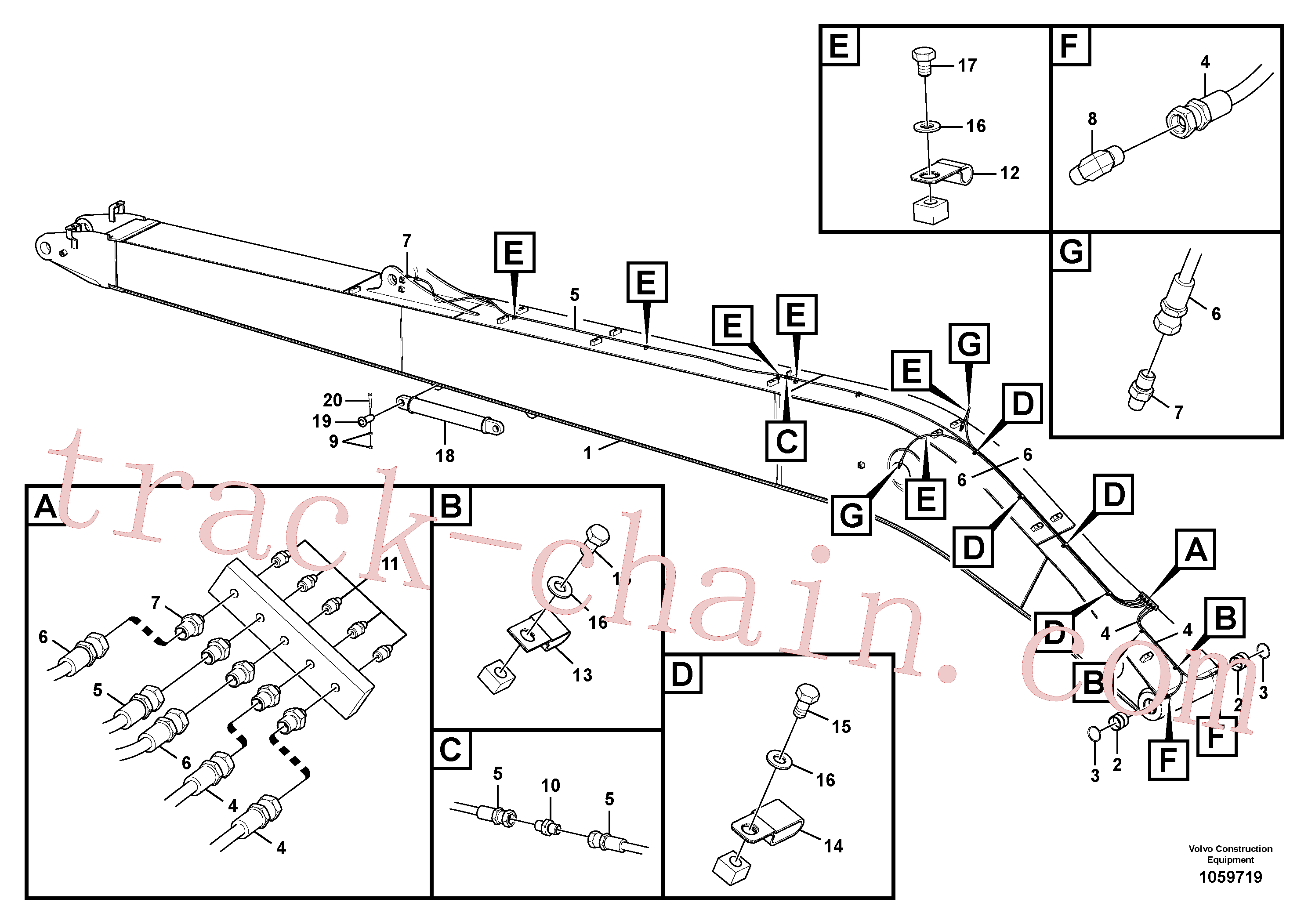 VOE14656683 for Volvo Boom and grease piping, long reach(1059719 assembly)