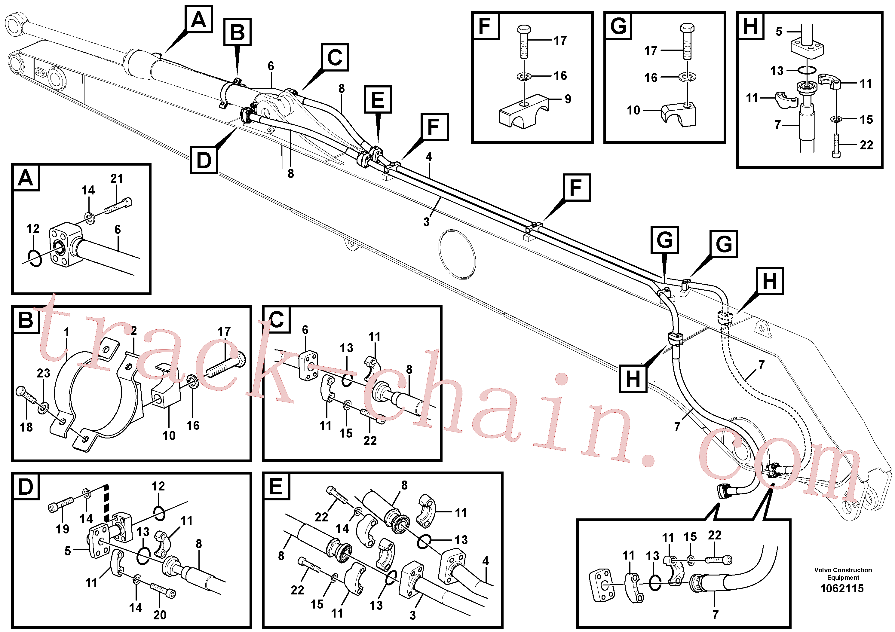 VOE17200448 for Volvo Working hydraulic, bucket cylinder on long dipper arm(1062115 assembly)