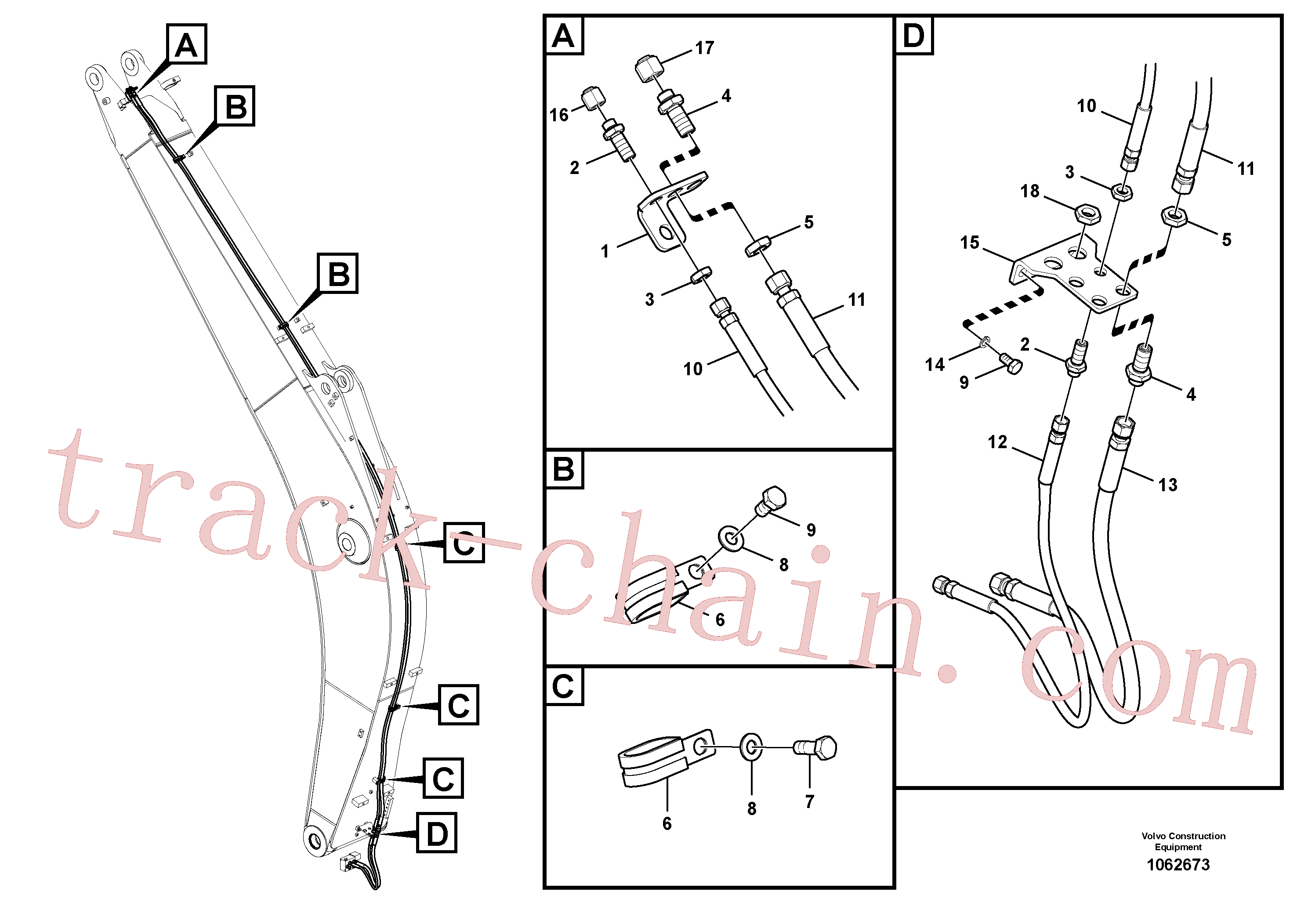 VOE936184 for Volvo Working hydraulic, quick fit on boom(1062673 assembly)