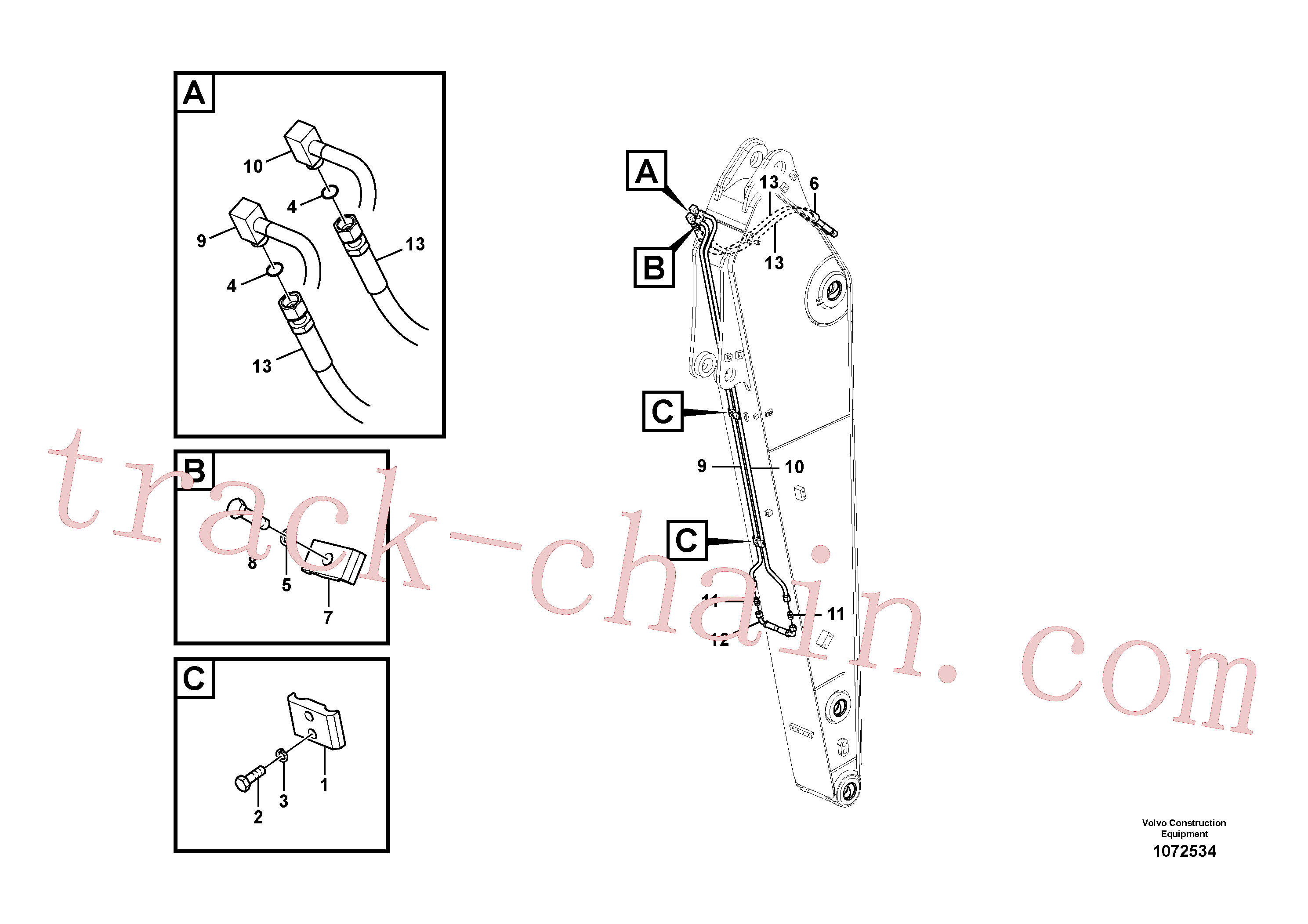 VOE14534057 for Volvo Working hydraulic, slope and rotator on dipper arm(1072534 assembly)