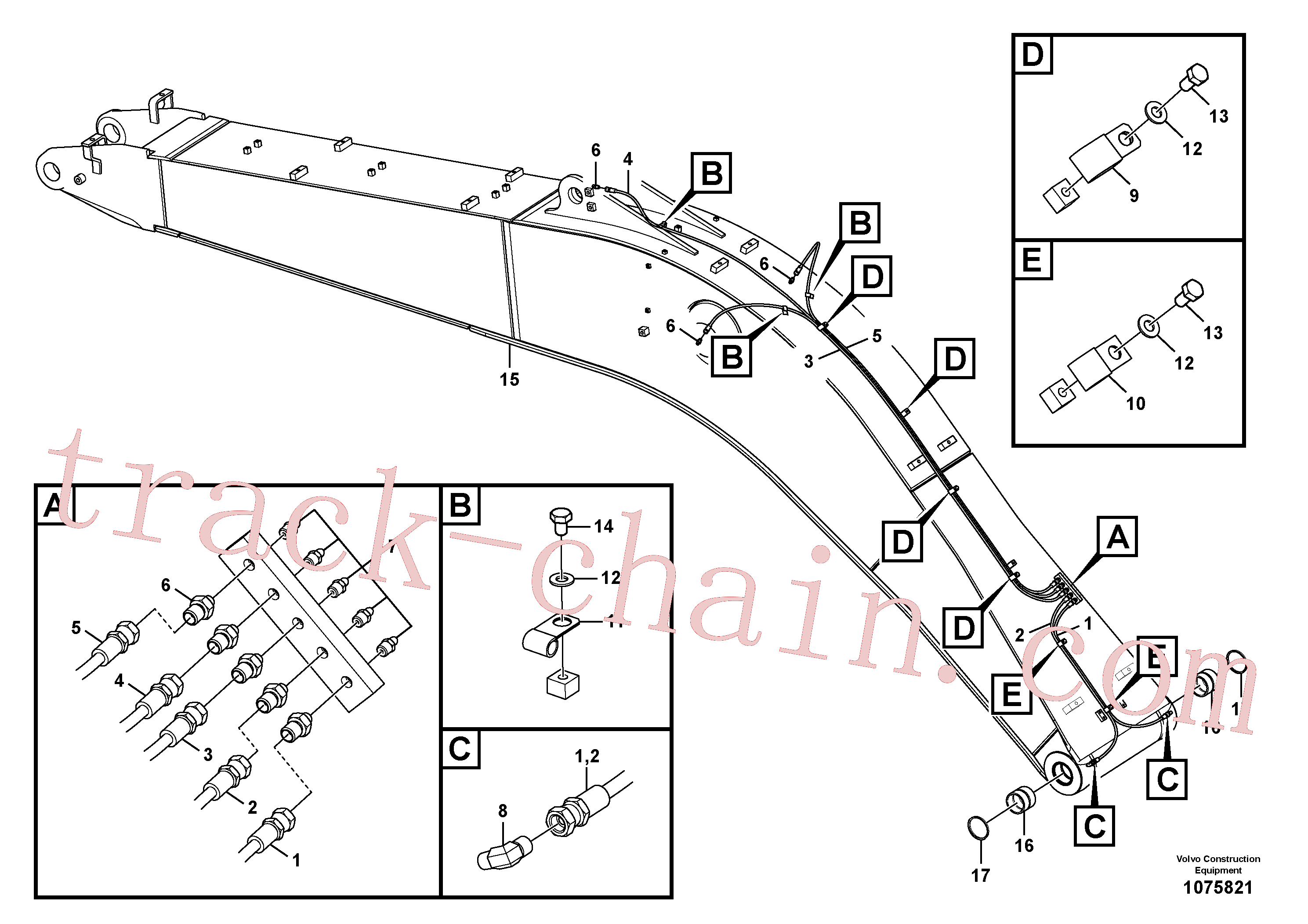 VOE14547520 for Volvo Boom and grease piping(1075821 assembly)