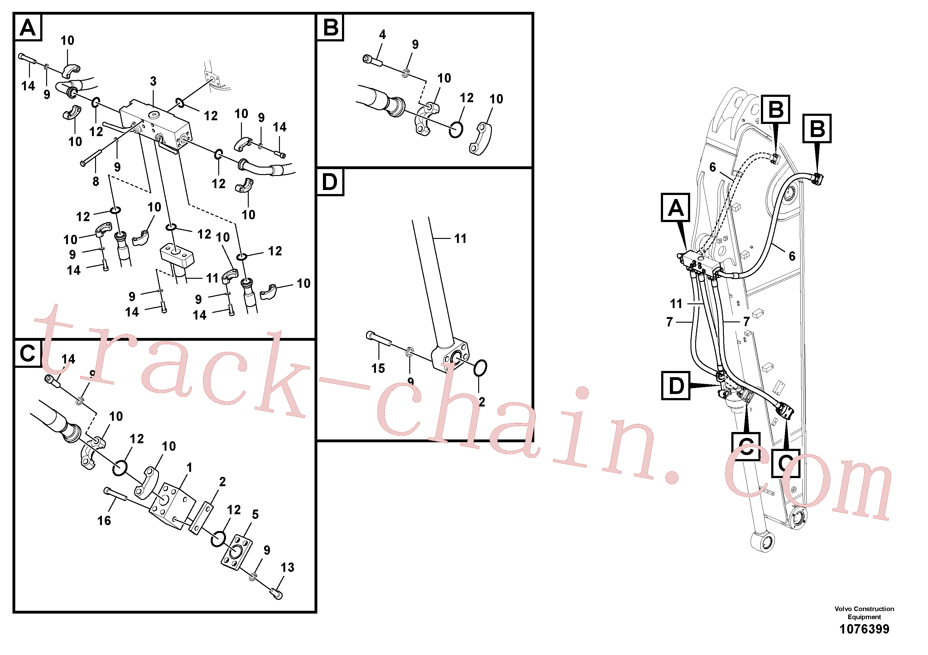 VOE14880741 for Volvo Working hydraulic, clamshell(1076399 assembly)