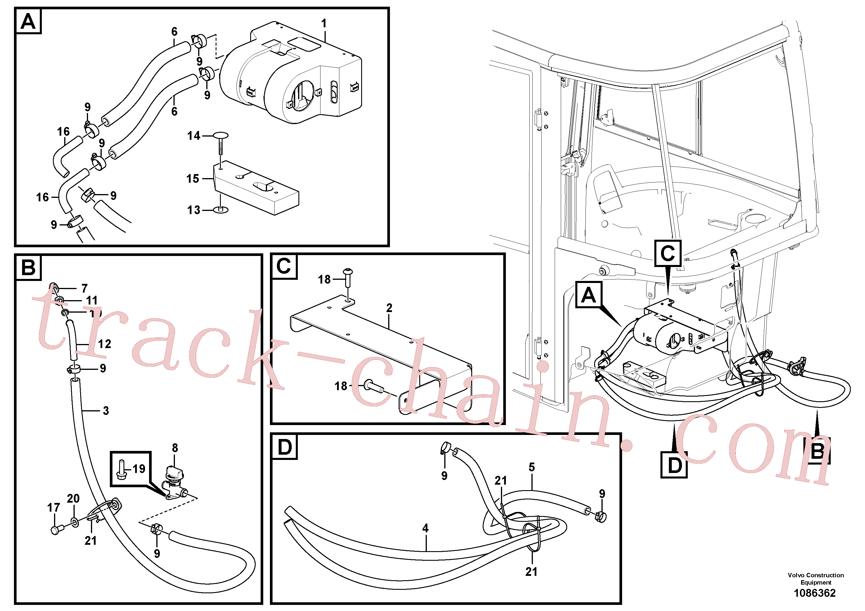 VOE993426 for Volvo Cab heating installation(1086362 assembly)