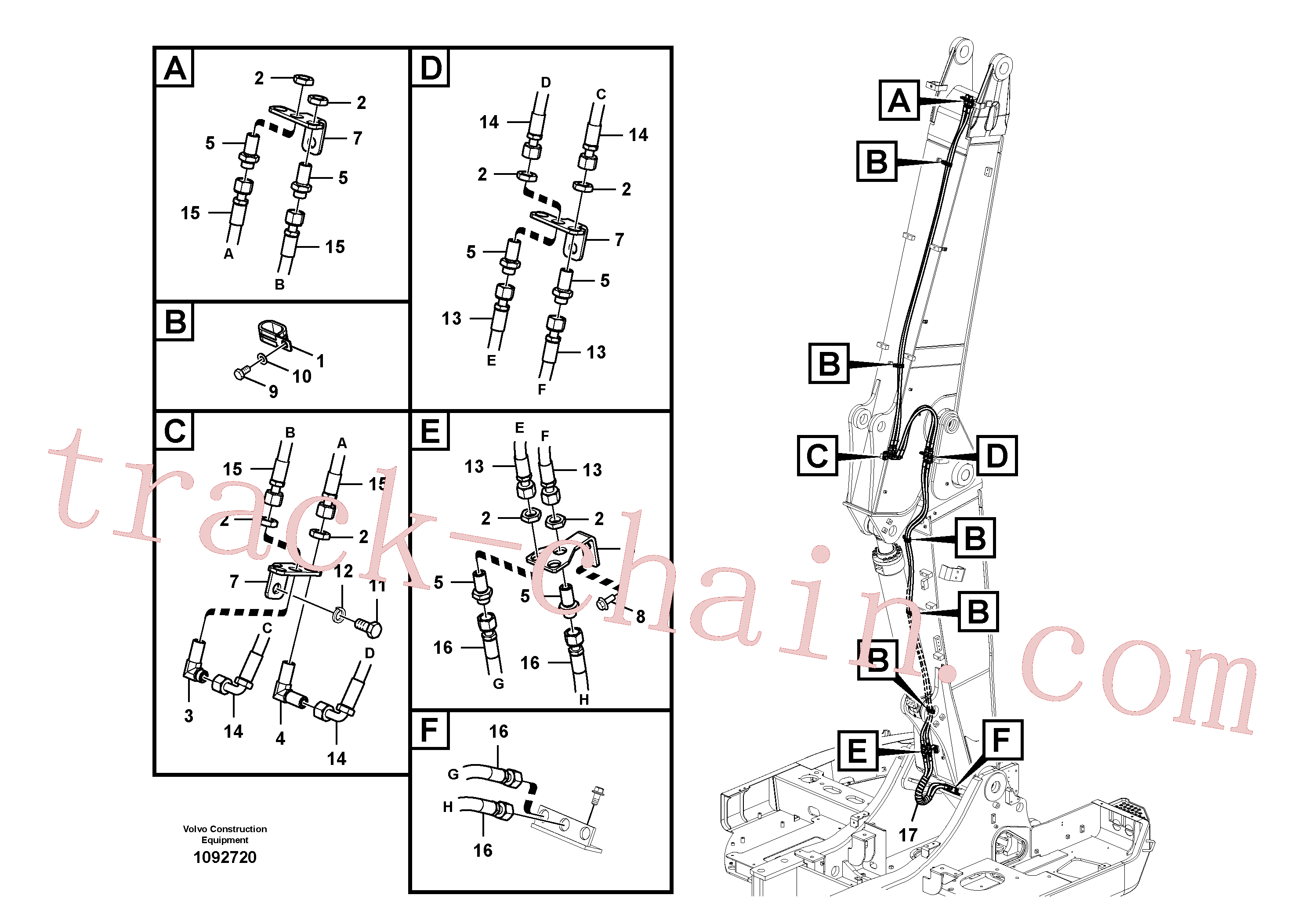 VOE14535710 for Volvo Working hydraulic, slope and rotator on adjustable boom(1092720 assembly)