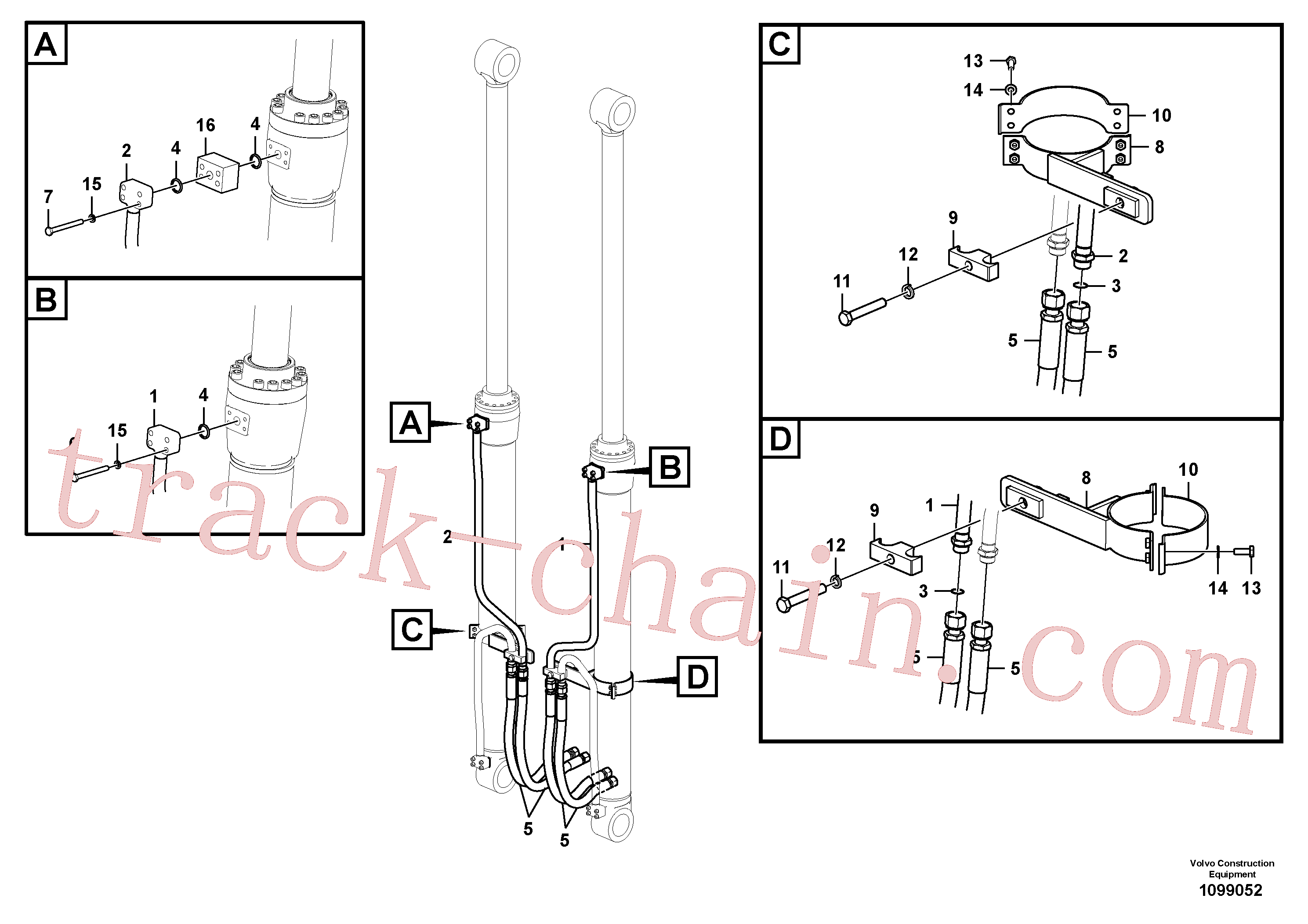 VOE14552543 for Volvo Working hydraulic, boom cylinder(1099052 assembly)