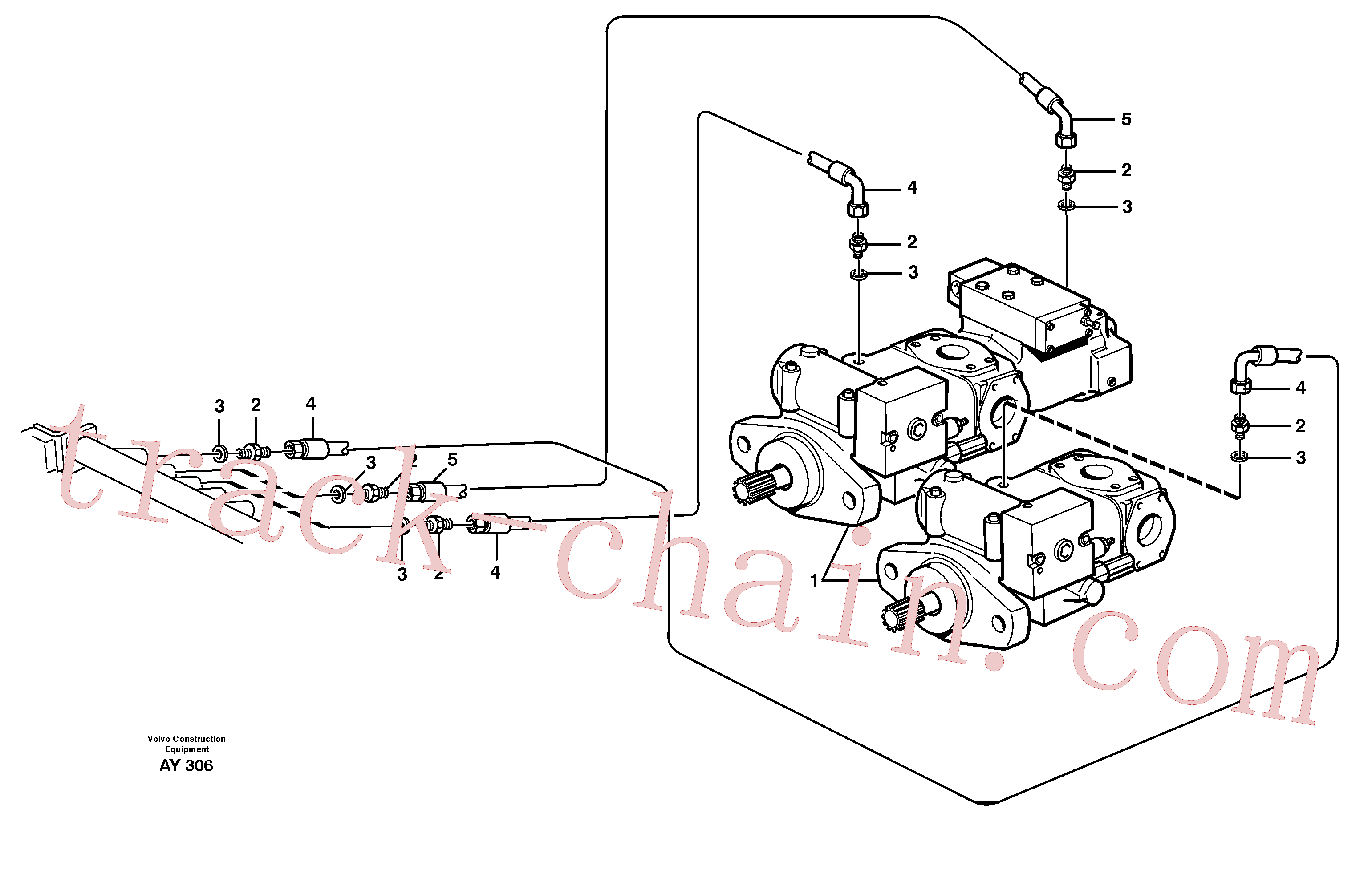 VOE13933963 for Volvo Hydraulic system, leak-off line from pump to tank(AY306 assembly)