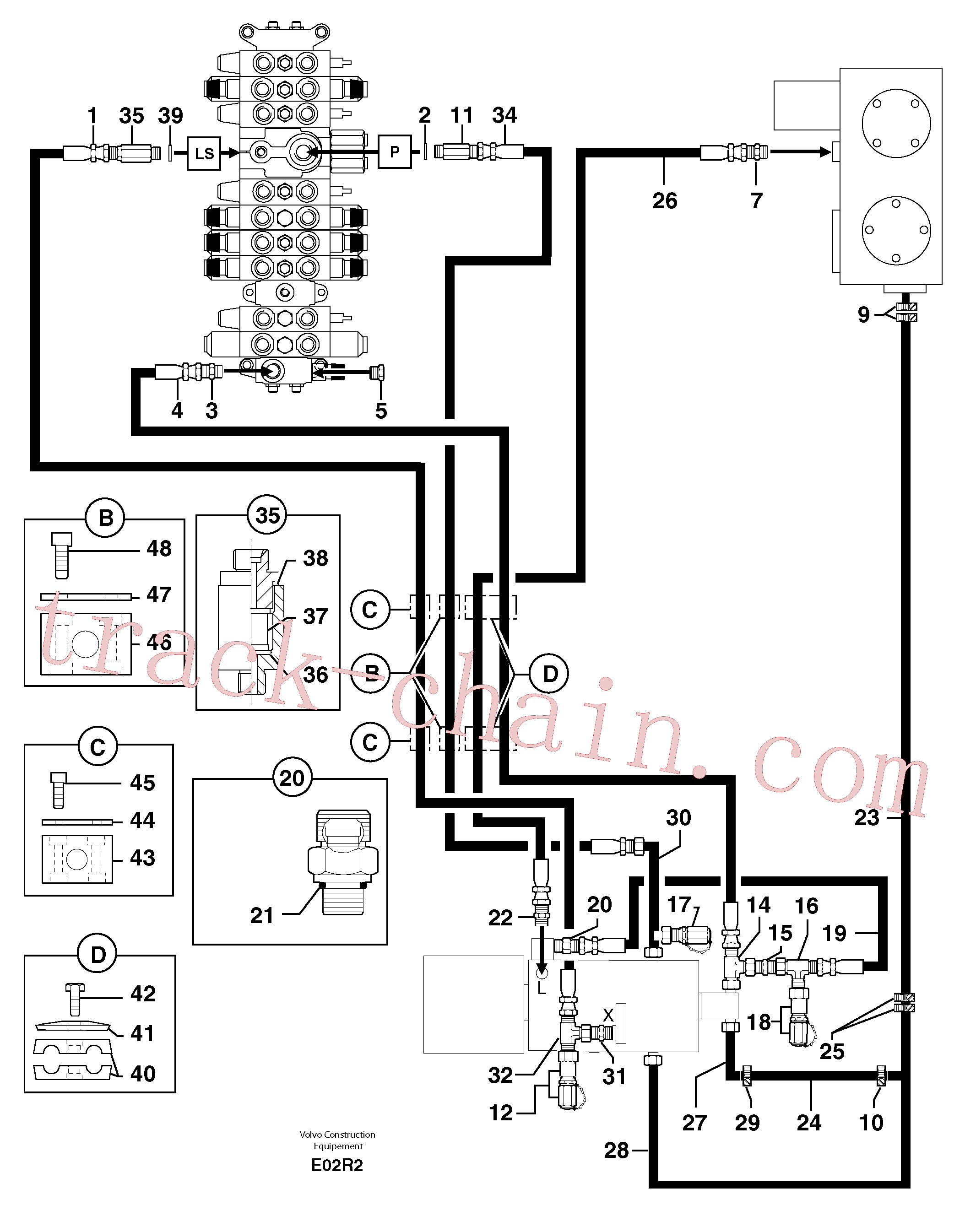 PJ4750195 for Volvo Attachments supply and return circuit(E02R2 assembly)