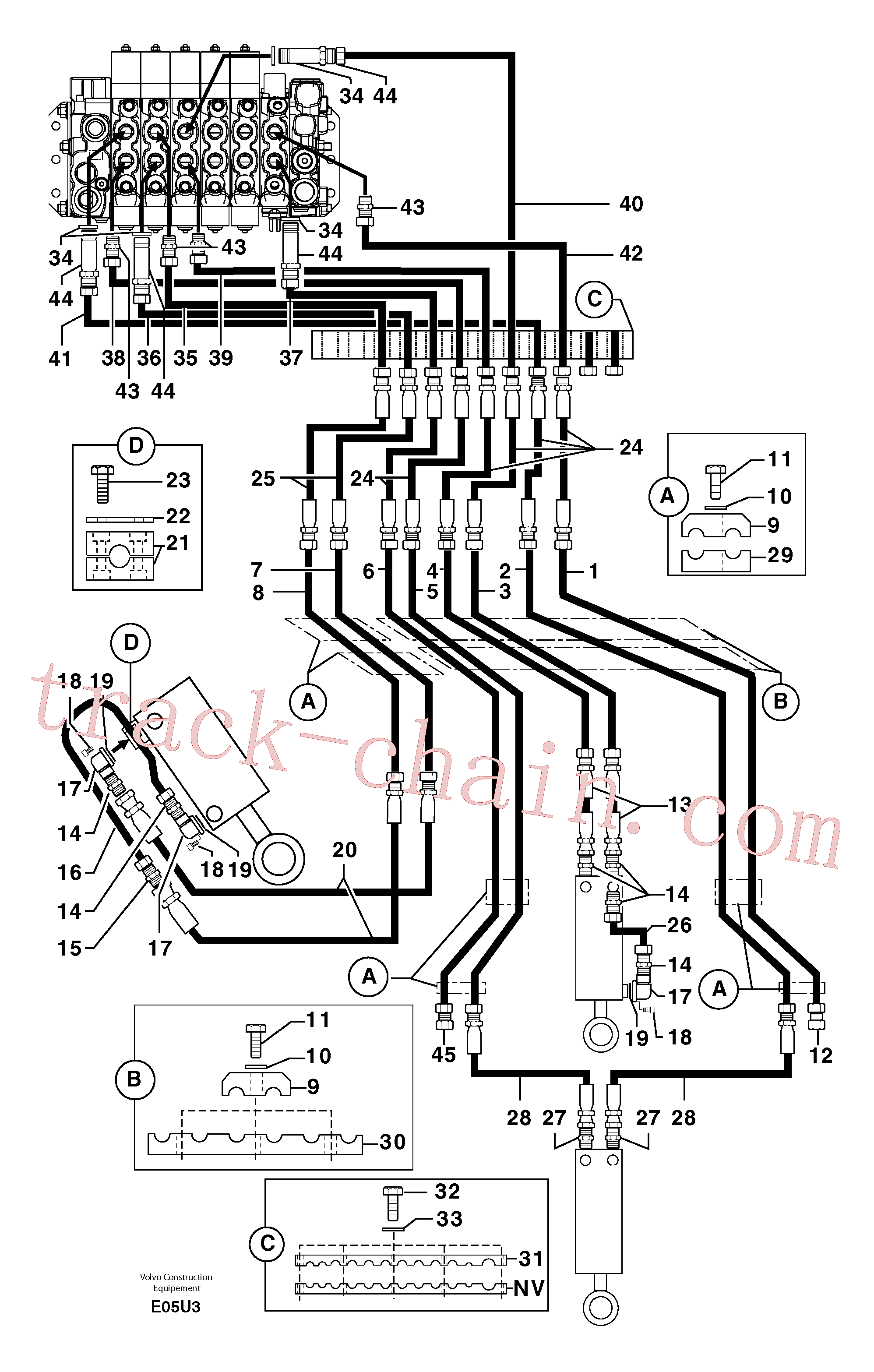 PJ4750122 for Volvo Hydr. circuit.( boom / dipper arm / bucket )(E05U3 assembly)