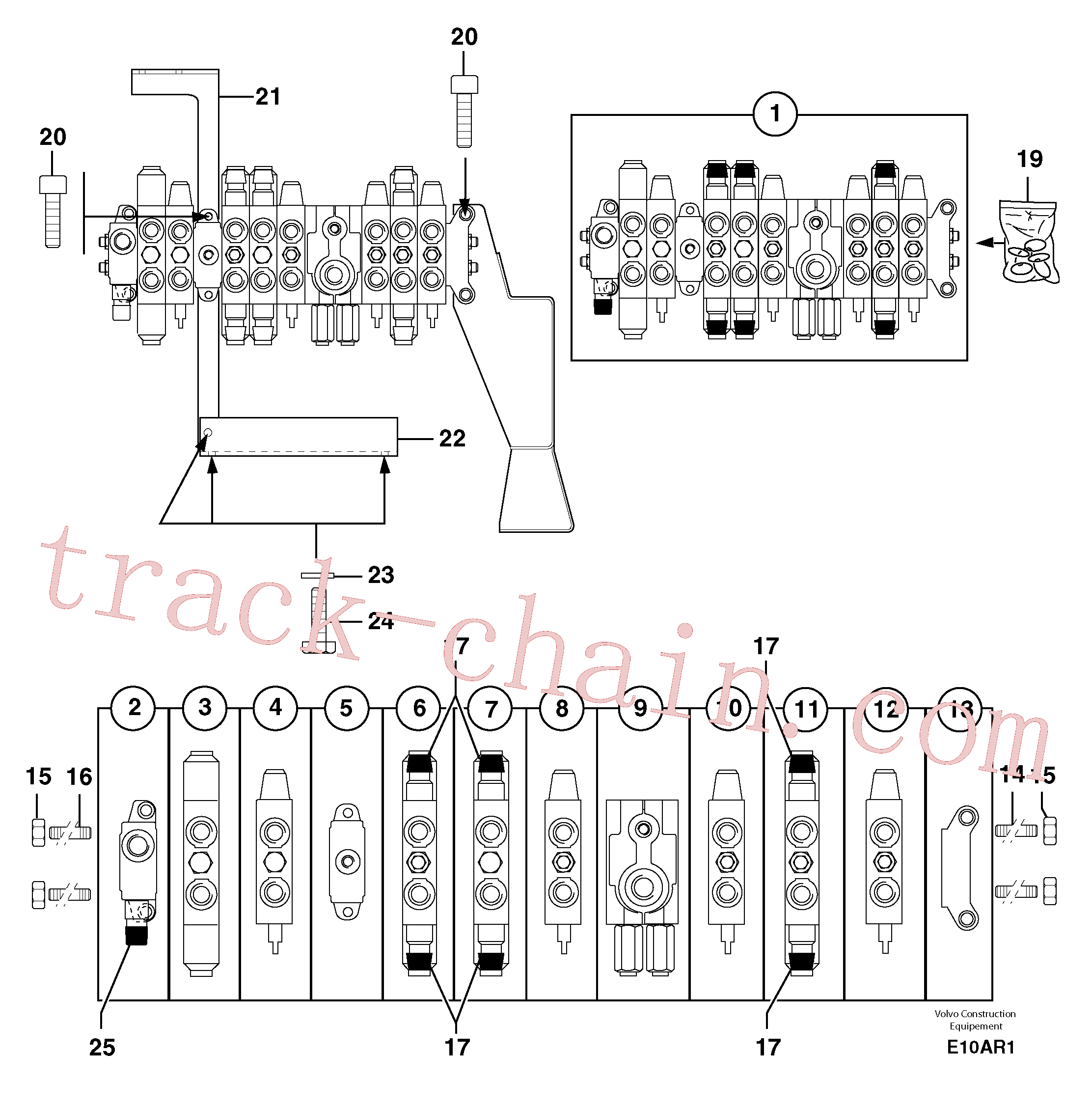 PJ3560536 for Volvo Control valve : 8 spools(E10AR1 assembly)