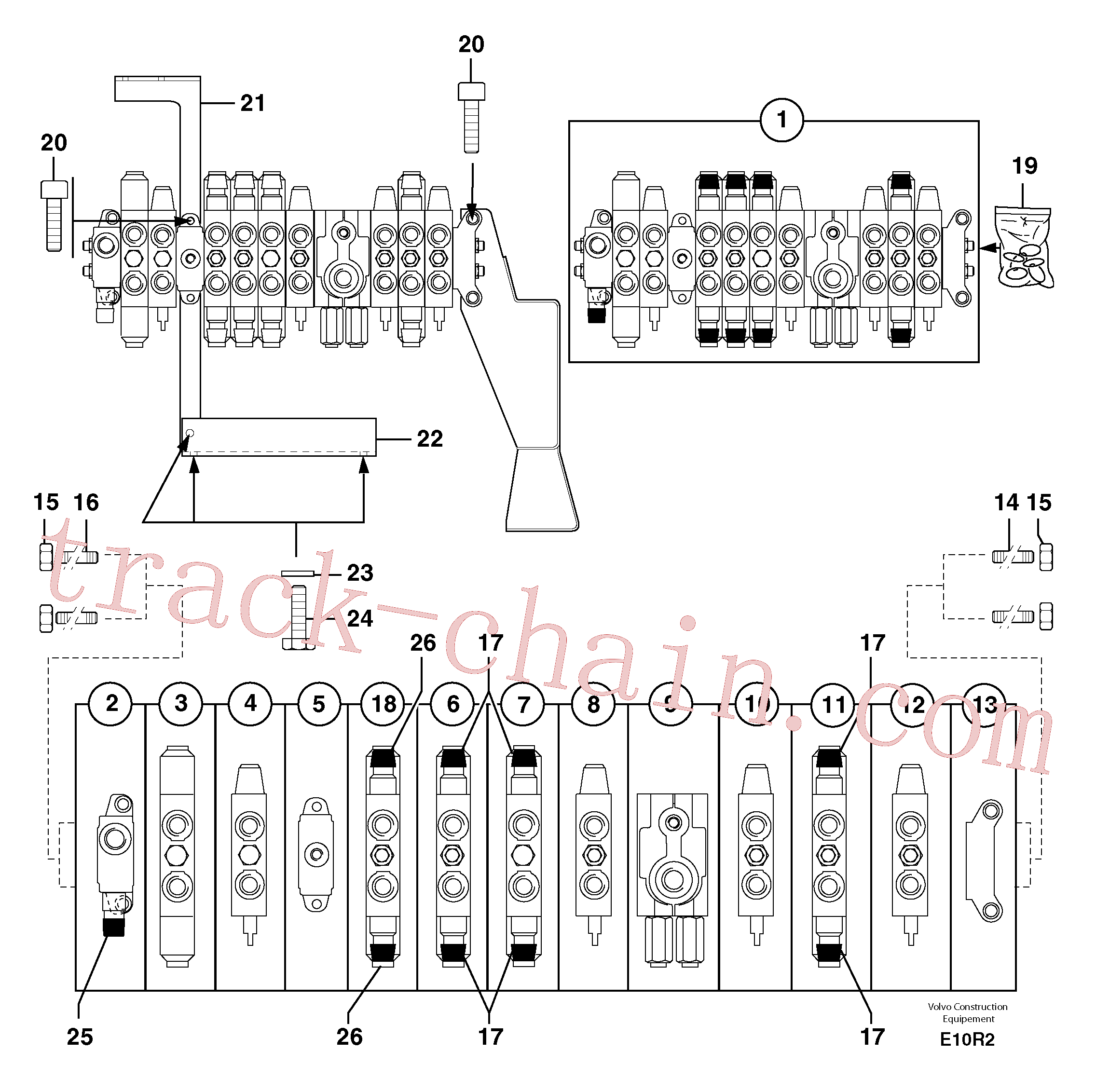 PJ3560536 for Volvo Control valve : 9 spools(E10R2 assembly)