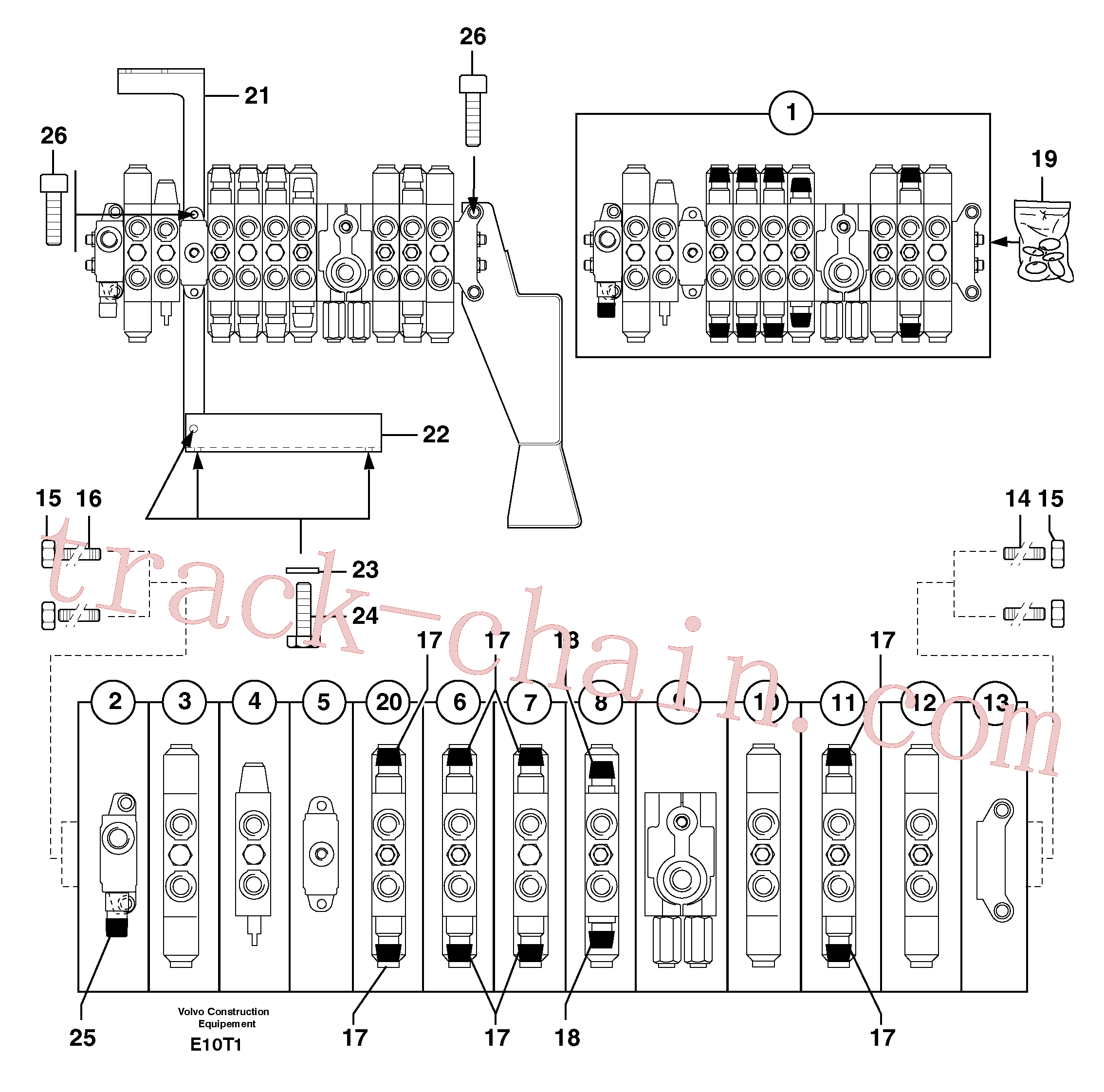 PJ3560536 for Volvo Control valve : 9 spools(E10T1 assembly)