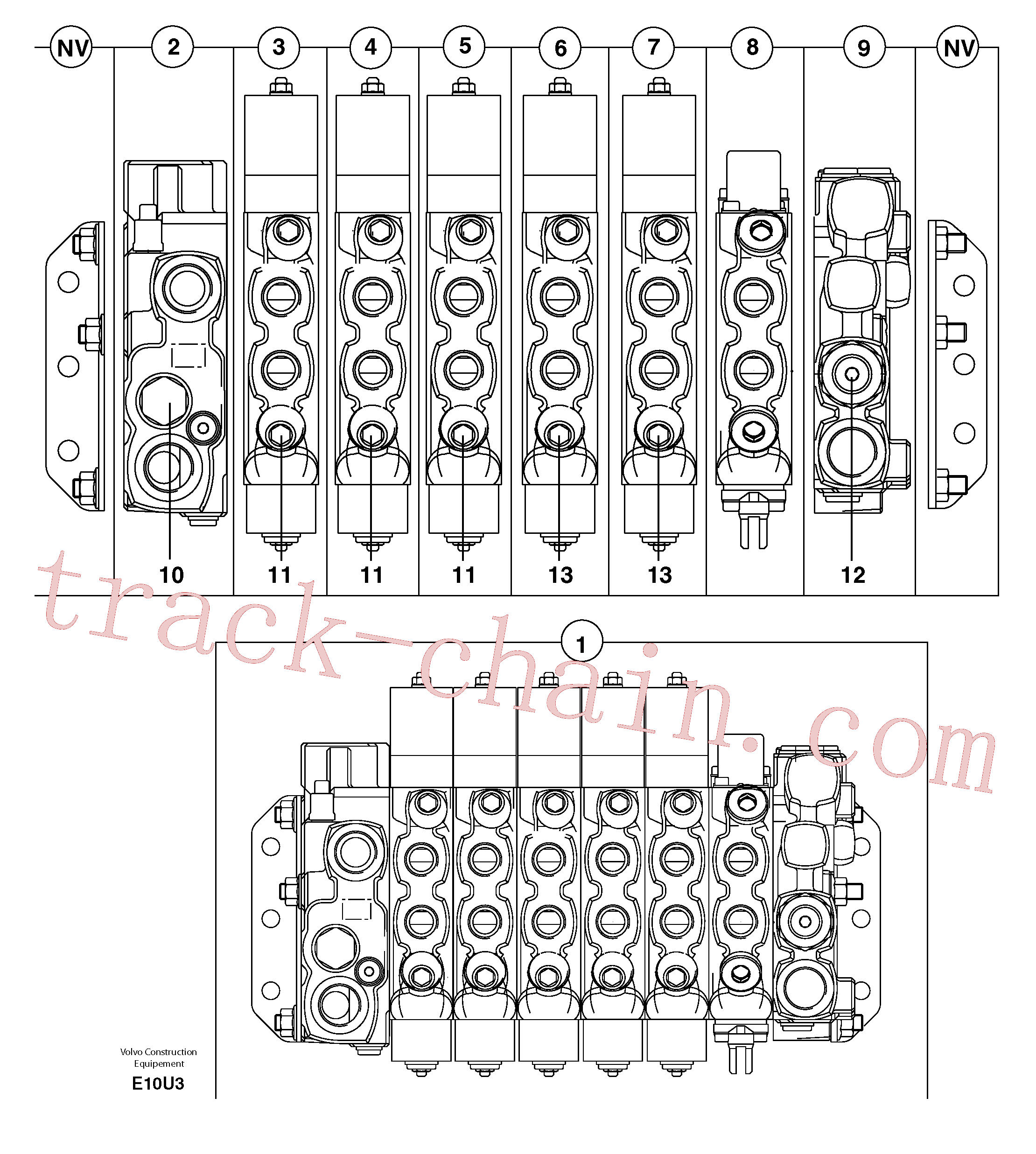 PJ7416704 for Volvo Control valve : 6 spools(E10U3 assembly)