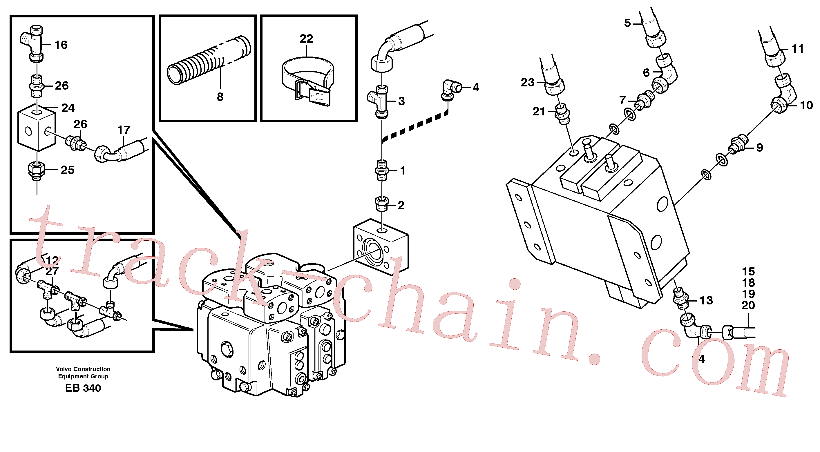 VOE4880647 for Volvo Feed and Return lines, 5th and 6th function(EB340 assembly)