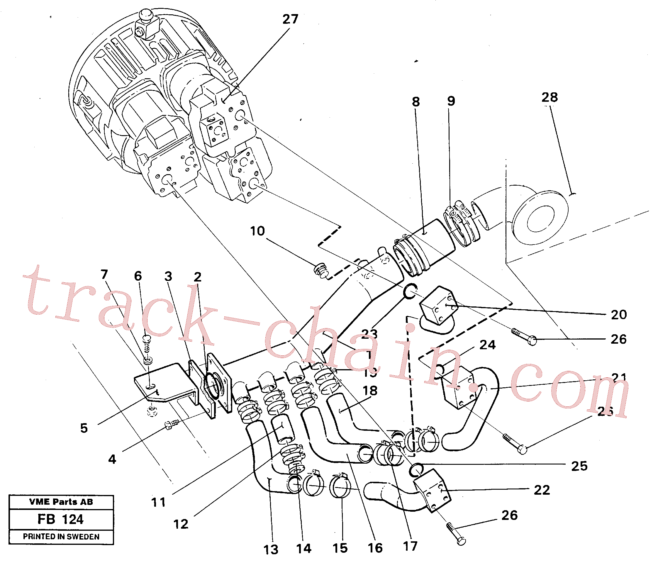 VOE14238071 for Volvo Hydraulic system suction lines(FB124 assembly)