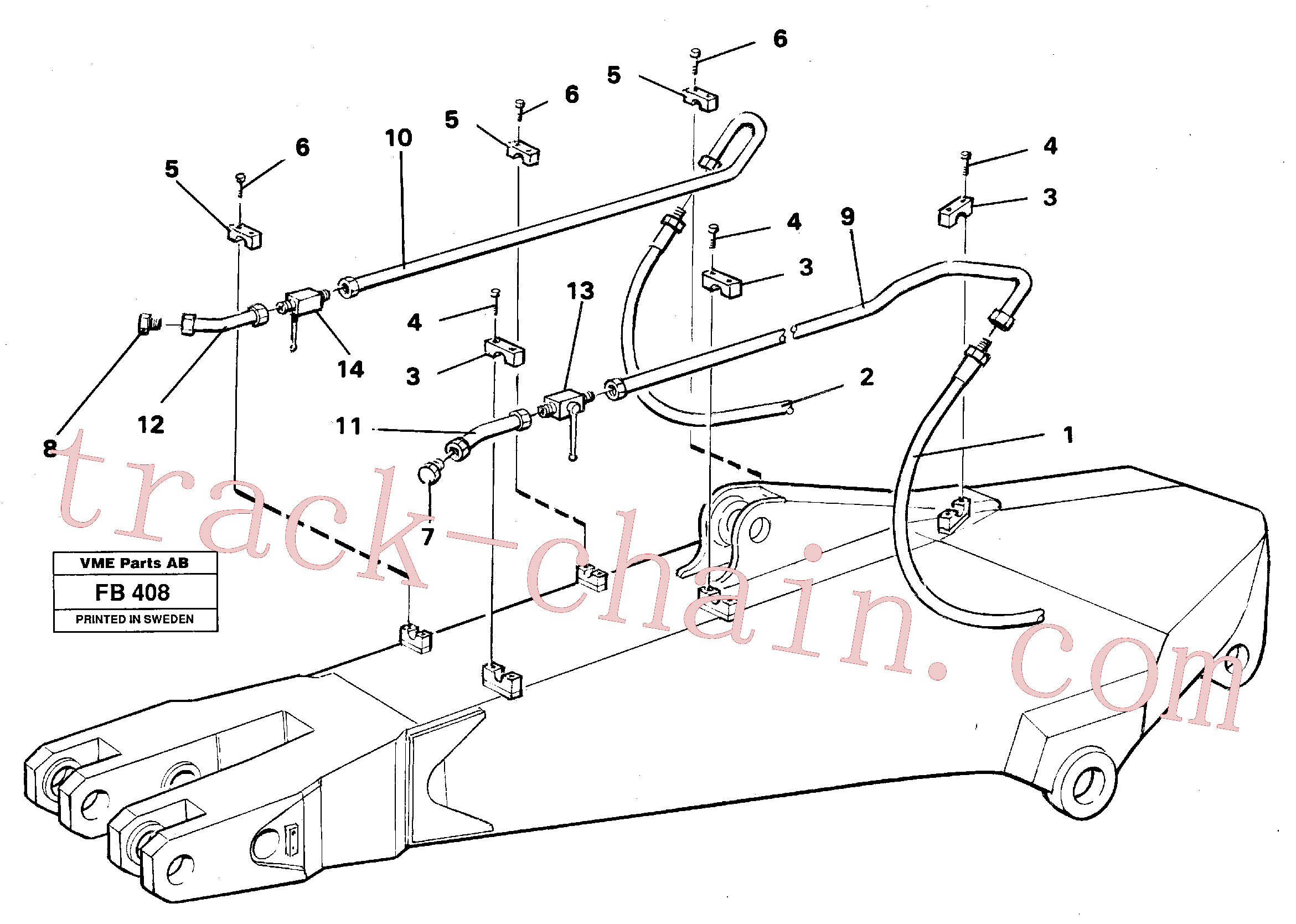 VOE14240743 for Volvo Hammer hydraulics for dipper arm incl. shut-offcocks(FB408 assembly)