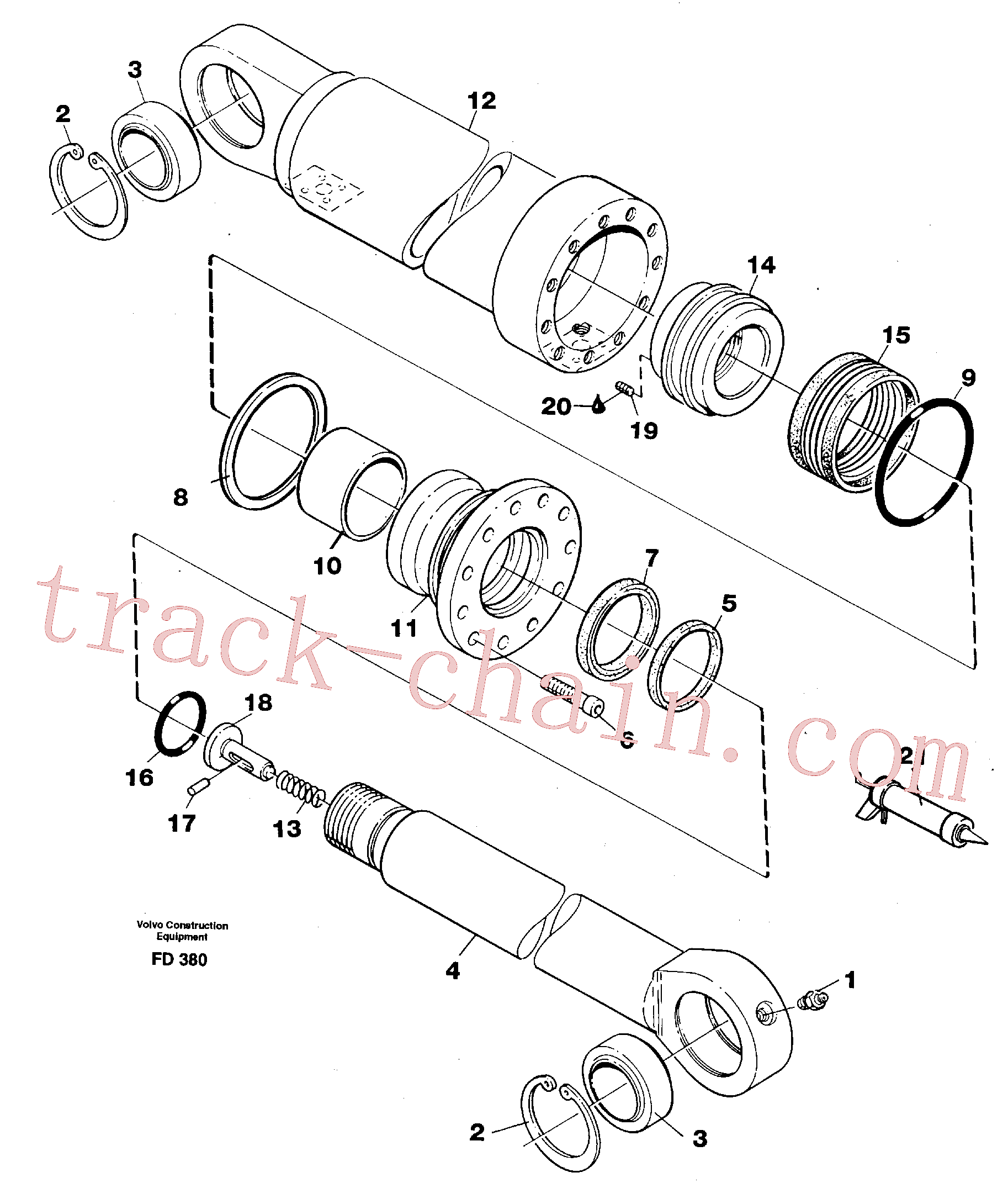 VOE14054622 for Volvo Hydraulic cylinder, stabilisor(FD380 assembly)