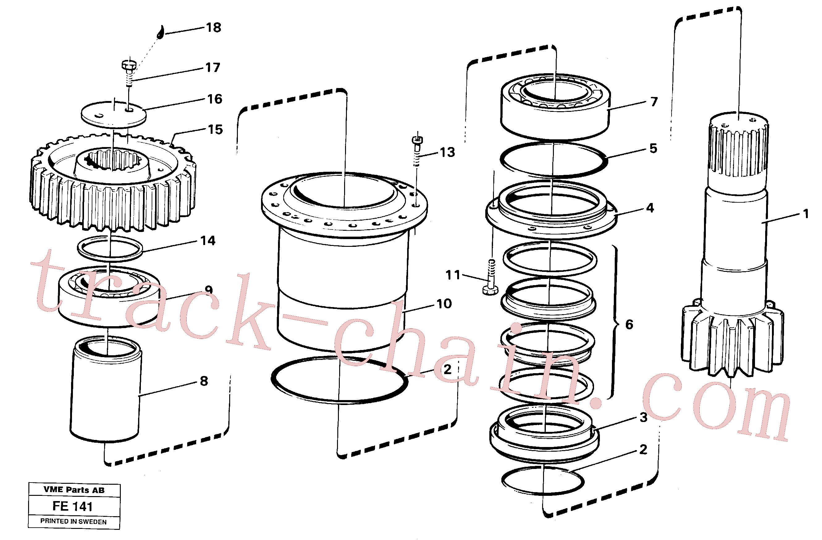 VOE14054395 for Volvo Slew drive shaft(FE141 assembly)