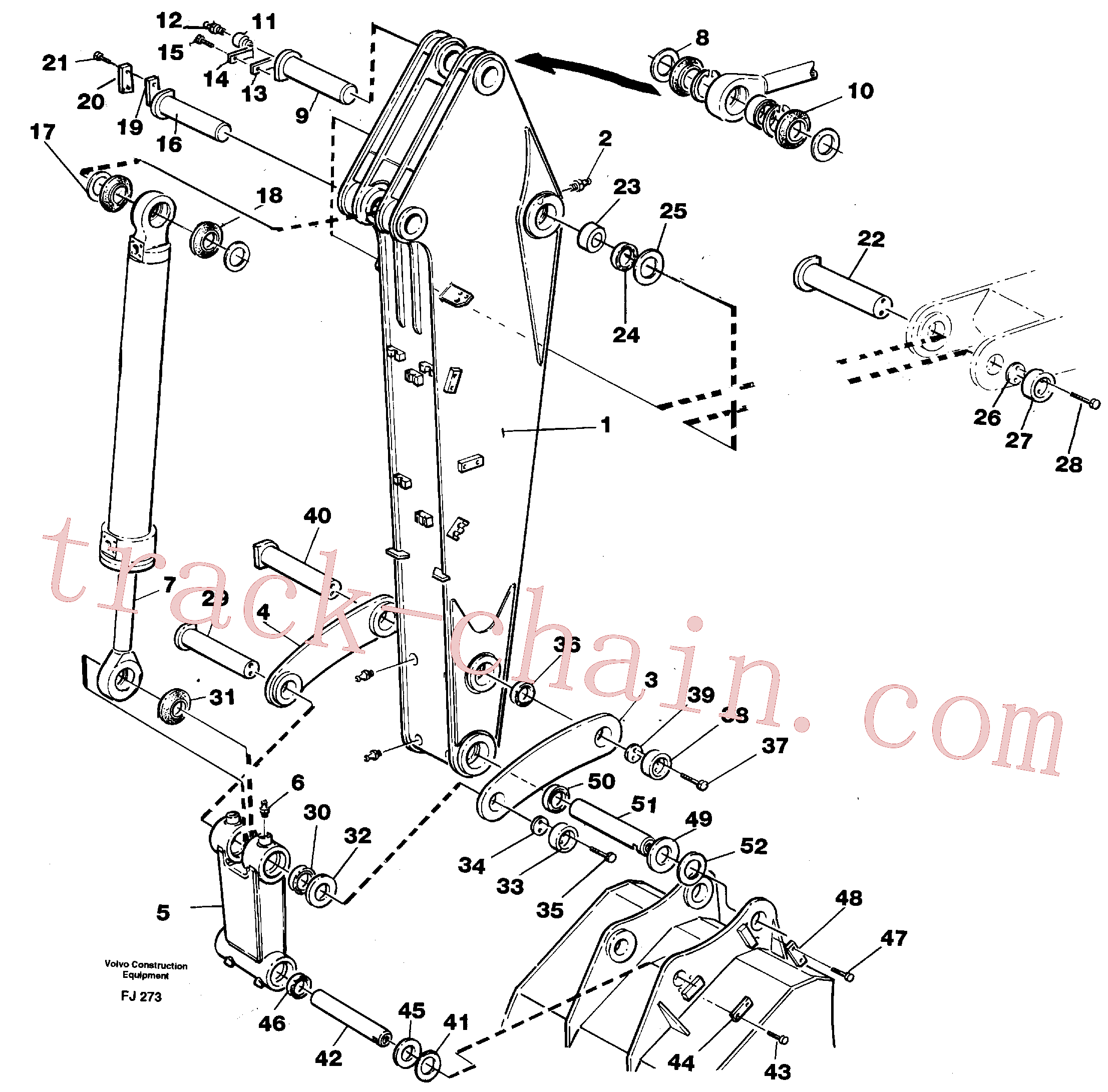 VOE14053411 for Volvo Backhoe dipper arm 2.8m(FJ273 assembly)